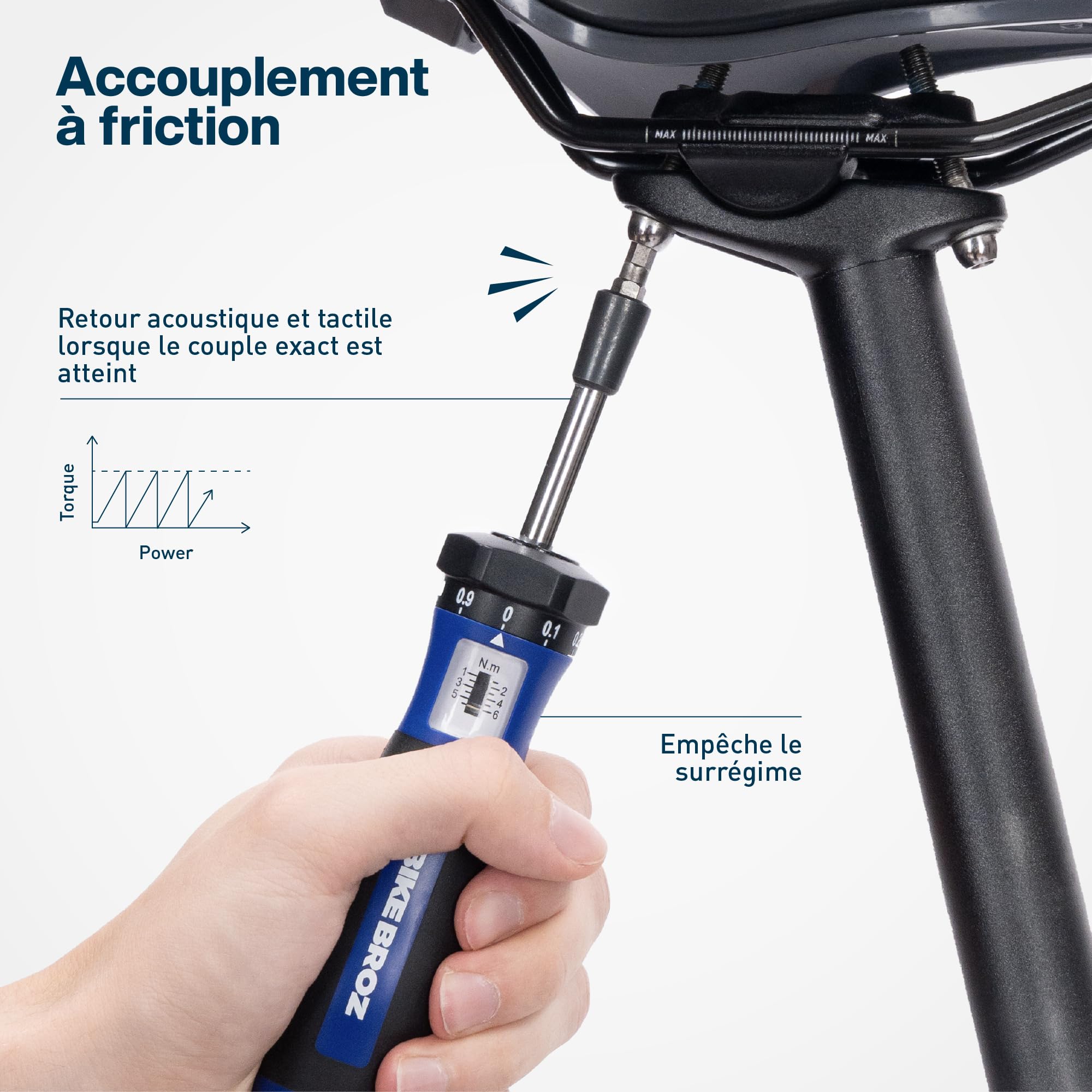 81664 Clé dynamométrique pour réparation de vélo et autres 1/4" Tournevis dynamométrique avec porte-embout et raccord droit 1-6 Nm | 70001