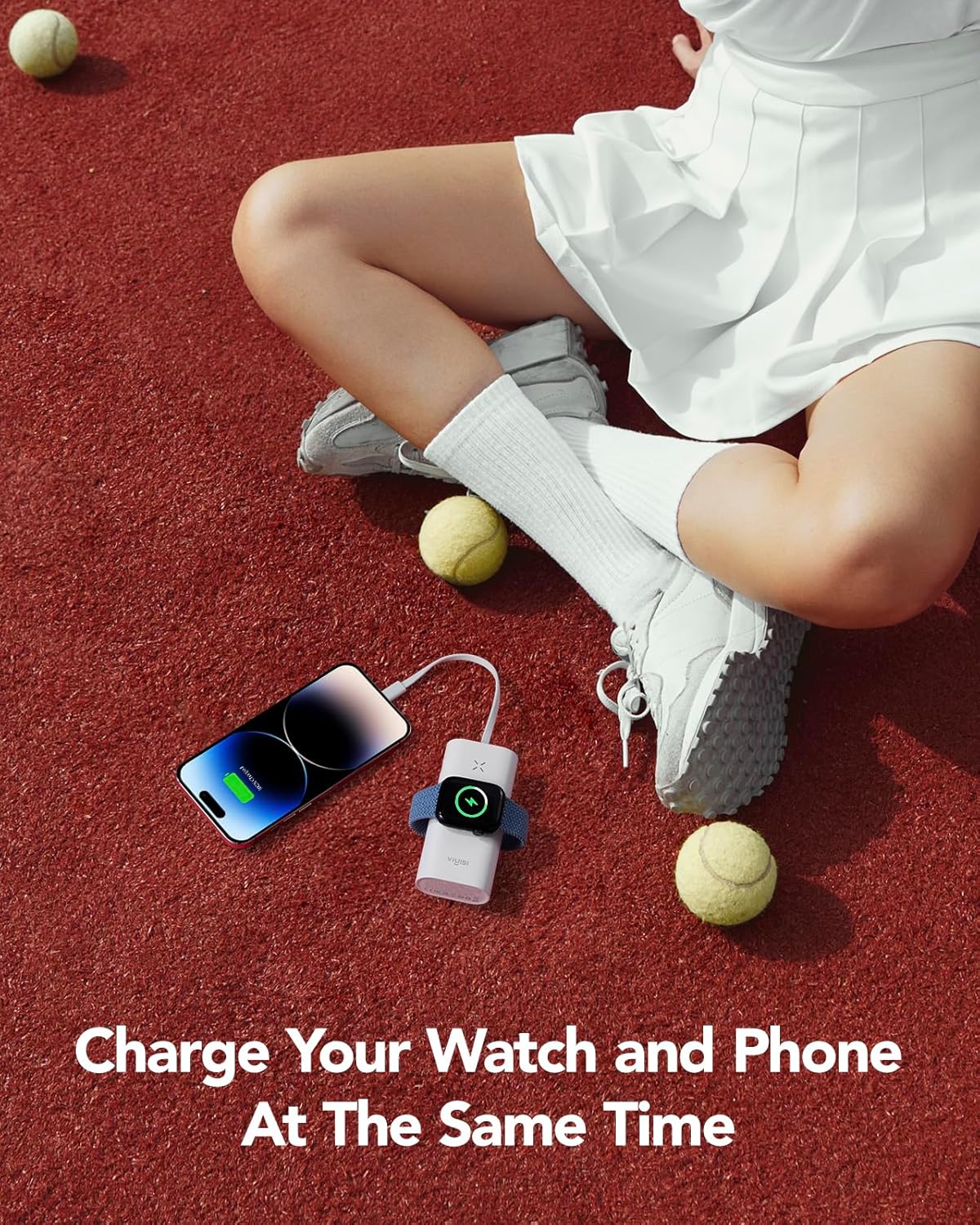 VIYISI Batería Externa 10000mAh para iPhone y Apple Watch - Blanco - Vista 4