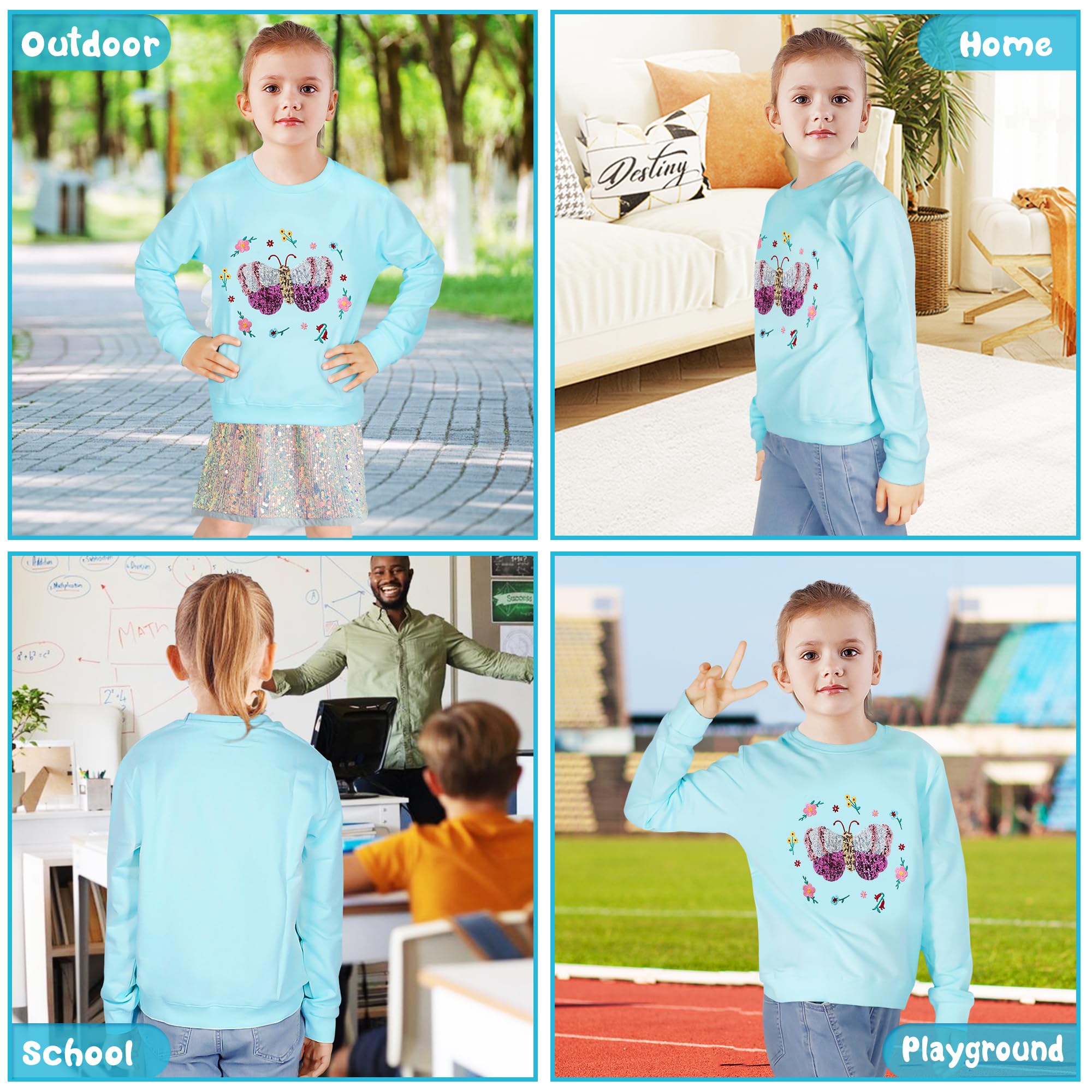 Sudadera Niñas Manga Larga Algodón Unicornio Arcoíris Cuello Redondo Casual Top 2-7 años