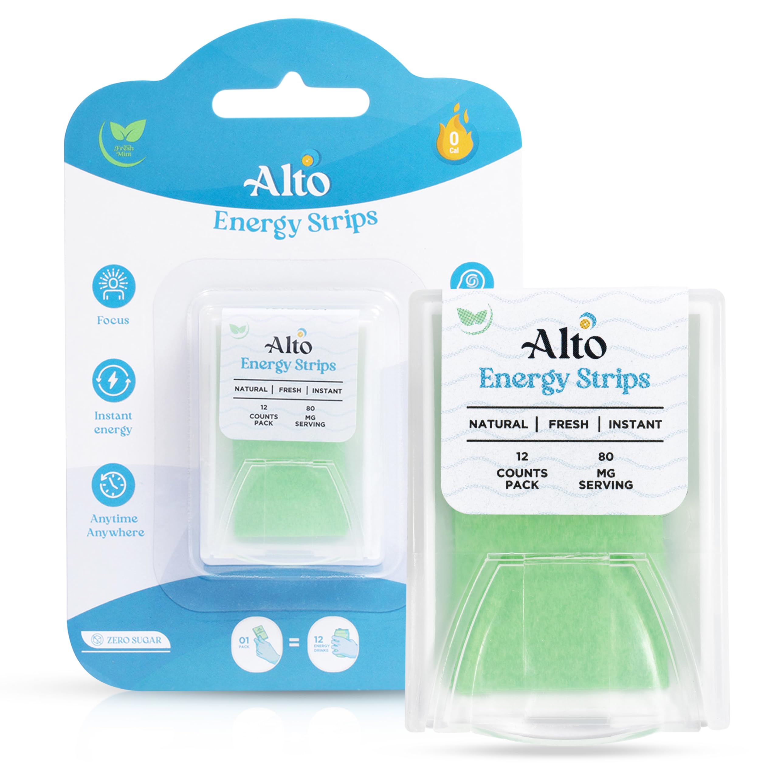 Alto Energy Strips with 80 mg Natural Caffeine per Serving – 10X Faster Absorption | 12 Deliciously Minty Strips ≈ 12 Energy Drinks | Energy and Focus Boost Anytime, Anywhere – 3 Pack