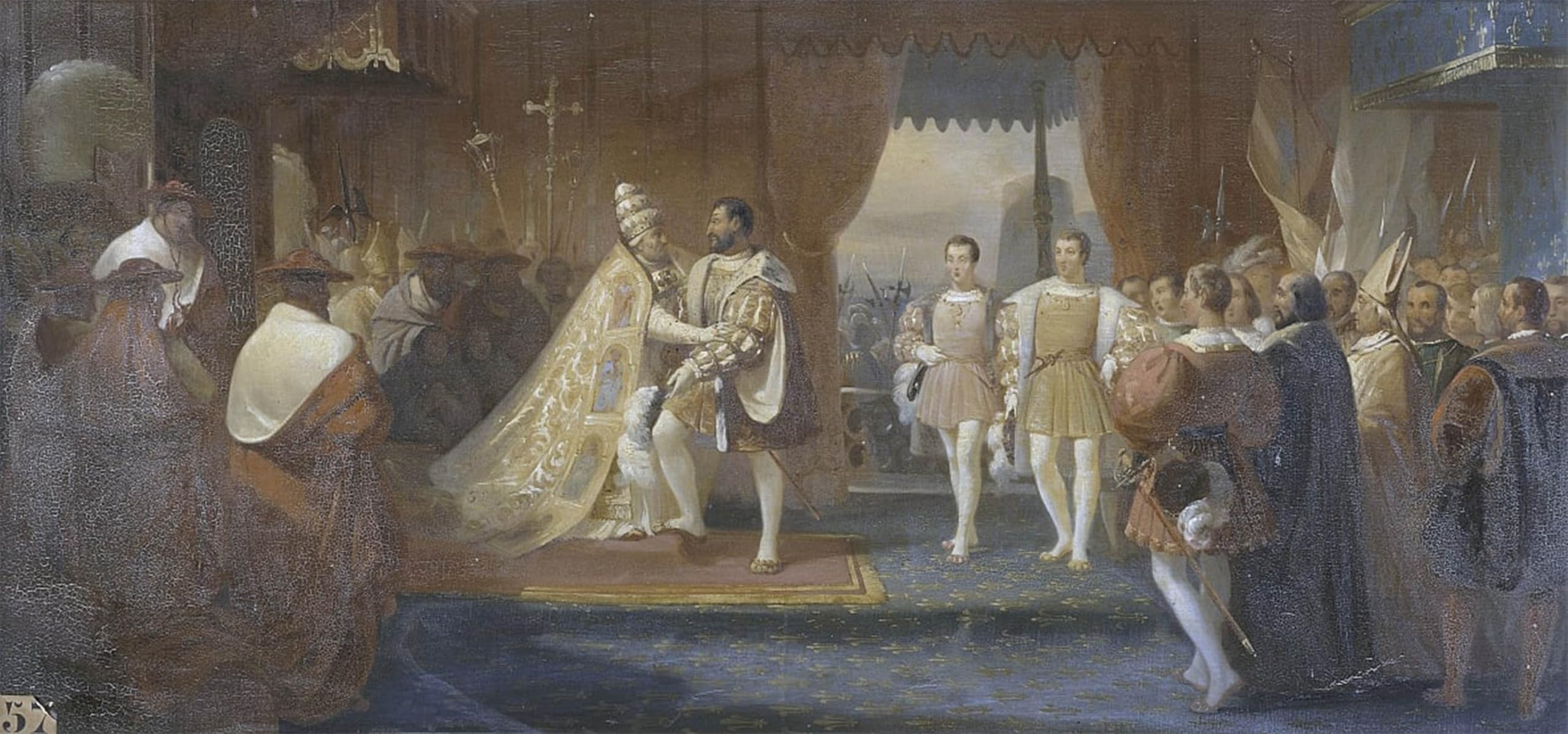 SERENDIPITP Abstract Painting Mural Print Picture Wall Decor Painting Interview of I and Pope Clement Vii in Marseille by Charles Philippe Lariviere Vintage Wall Artwork for Home Decor 60x90cm