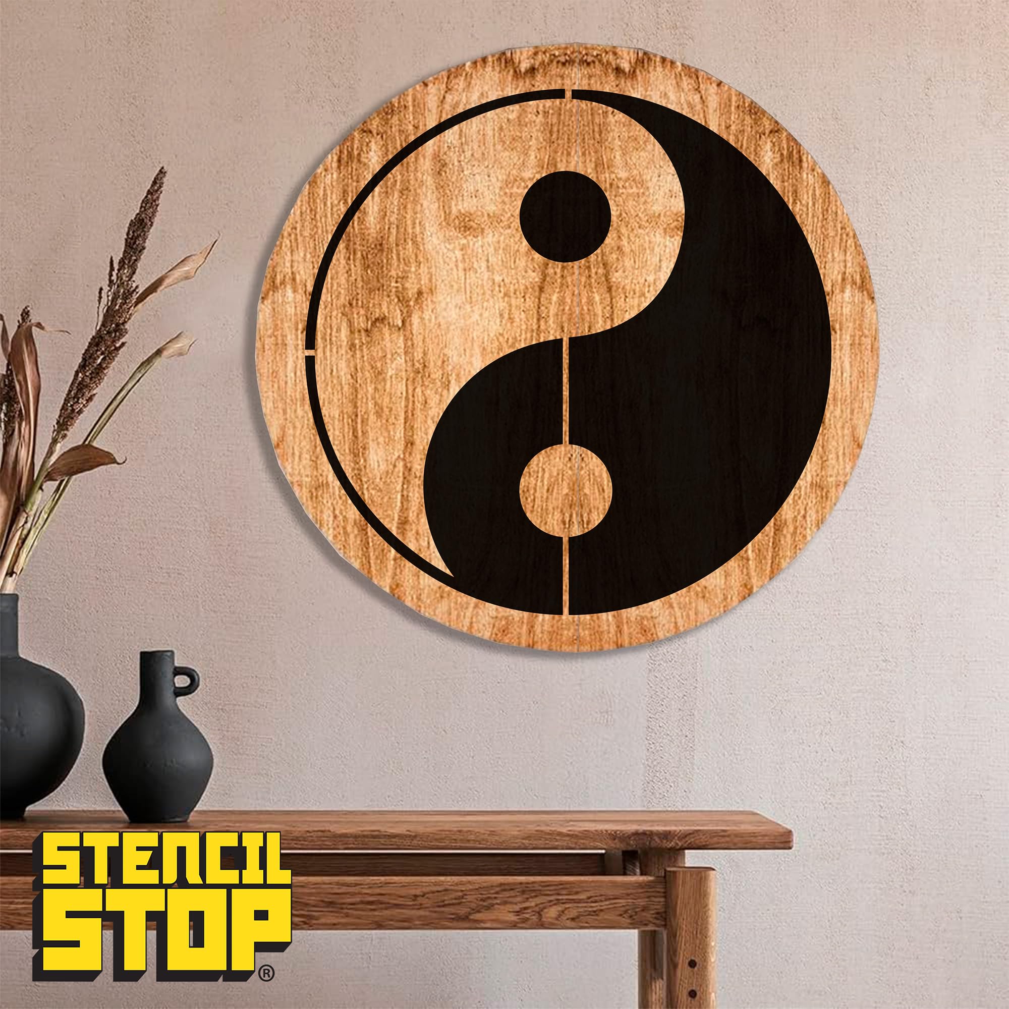 Szablon Stencil Stop Yin & Yang - Wielokrotnego użytku do projektów DIY, malowania, rysowania, majsterkowania, 14 milionów plastiku mylarowego (24 x 24 cale)