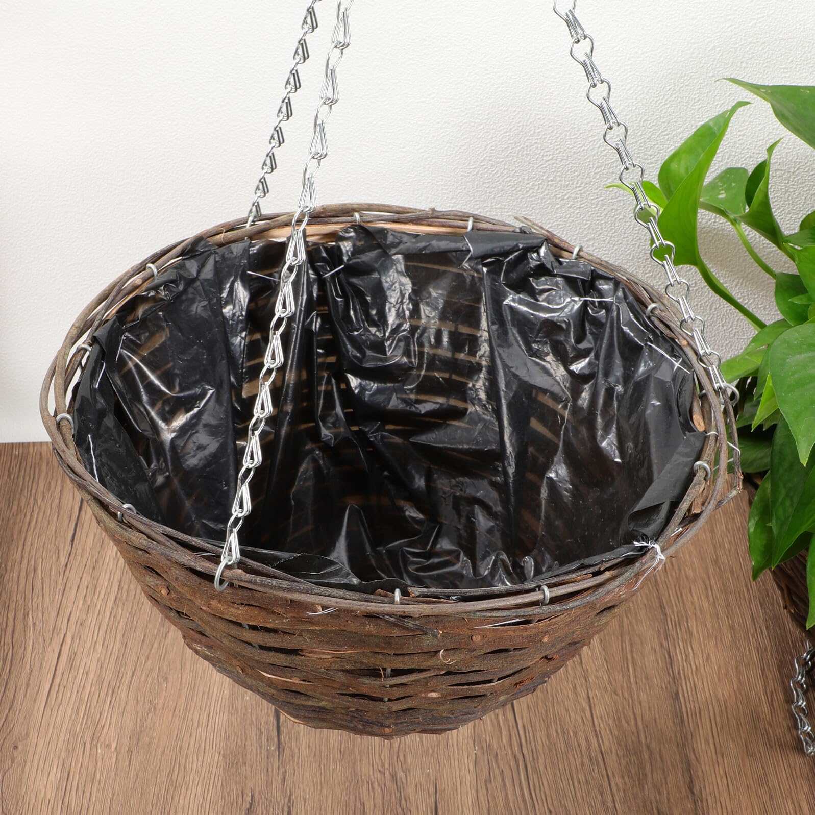 Set 2 Pezzi Vasi Sospesi per Piante in Rattan Fatti a Mano, Portavasi da Balcone Eleganti e Resistenti in Metallo per Fiori e Piante Grasse, per Finestre e Balconi