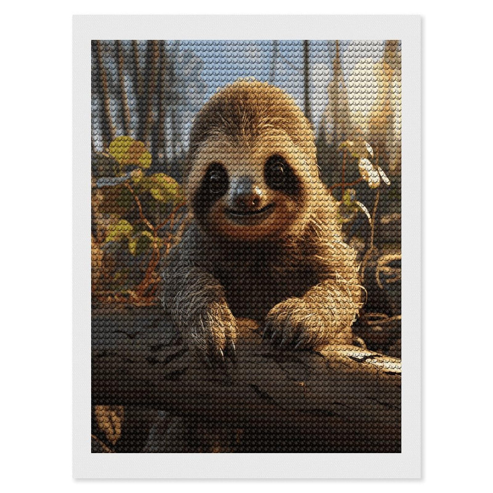 Cartoon Cute Sloth Diamond Art Kits for Adult Round Full Drill Diamond Dots Paintings for Beginner Picture Art DIY Diamond Painting Kits 5D Diamond Art Painting for Home Wall Decor 12"x16"