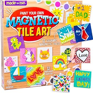 Made By Me! Paint Your Own Magnetic Tile Art â€“ DIY Ceramic Magnets â€“ Personalized Magnet Tiles â€“ Arts & Crafts Kit for Kids Ages 6+,Multi