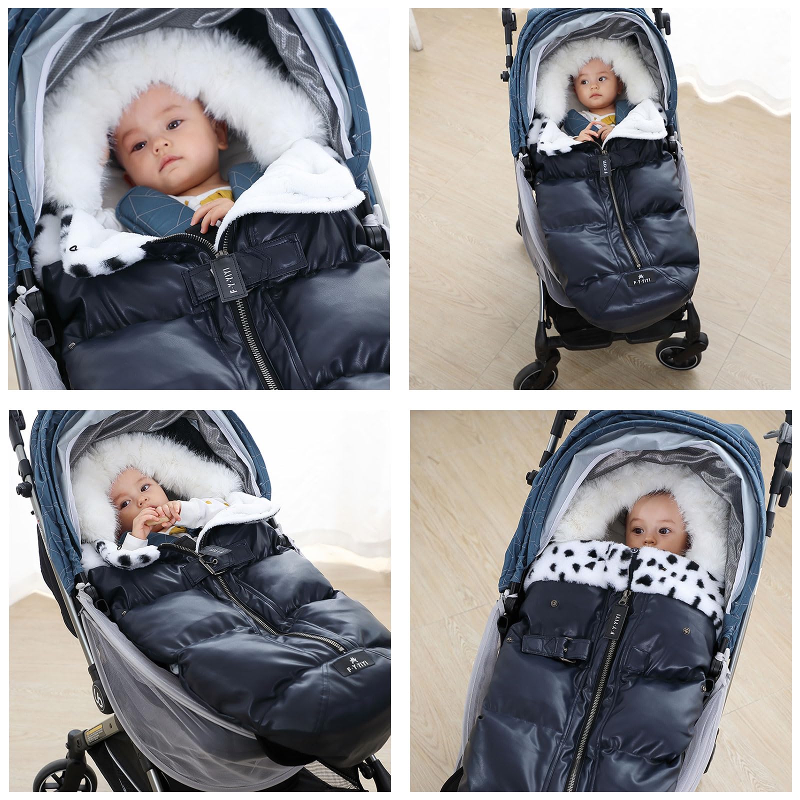 Saco universal para cochecito de bebé, impermeable, acogedor, cálido para invierno, saco de dormir, saco de dormir para interiores y exteriores, para cochecito de bebé (negro)