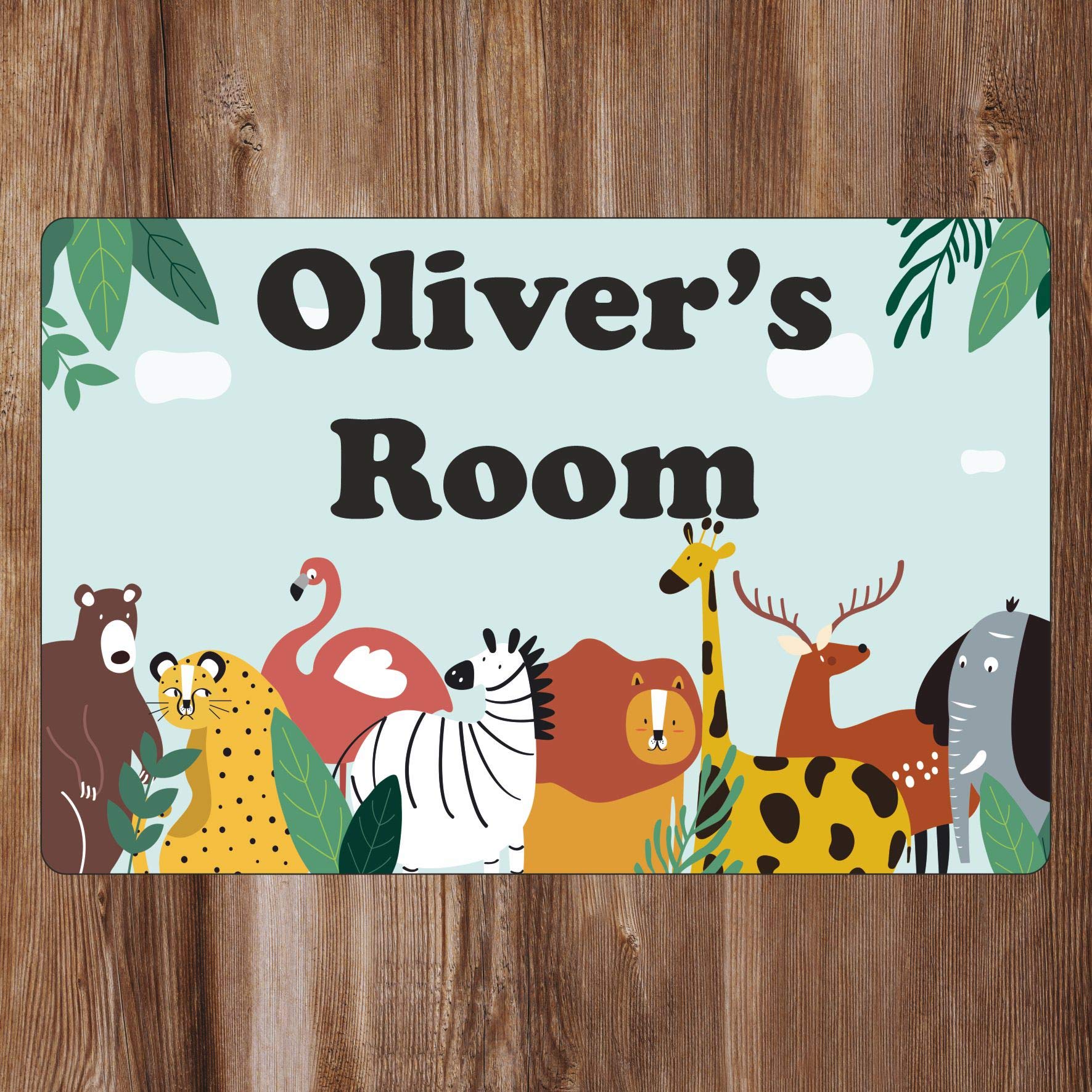 Precision Designs Girls Blue Animal Zoo Kids Bedroom Door Sign Personalised For You - Any Name! Door Plaque,/Boys,Nursery,Decor,Kids Room,Animals