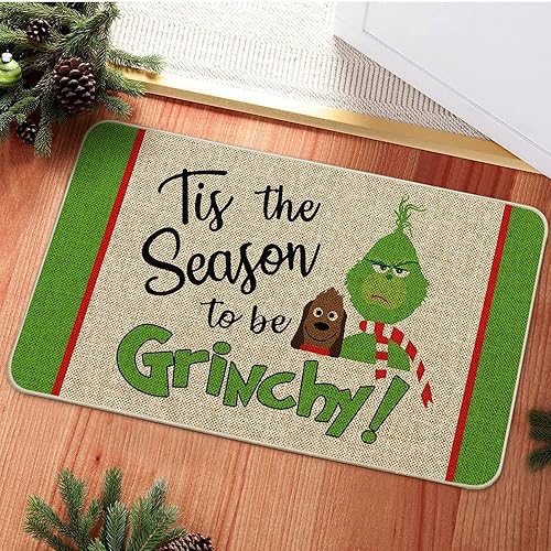 Miniatura 2 de EOHX Grinch - Juego de 2 alfombras y tapetes de cocina, antideslizantes, lavables, resistentes a las manchas y a la decoloración, adecuadas para