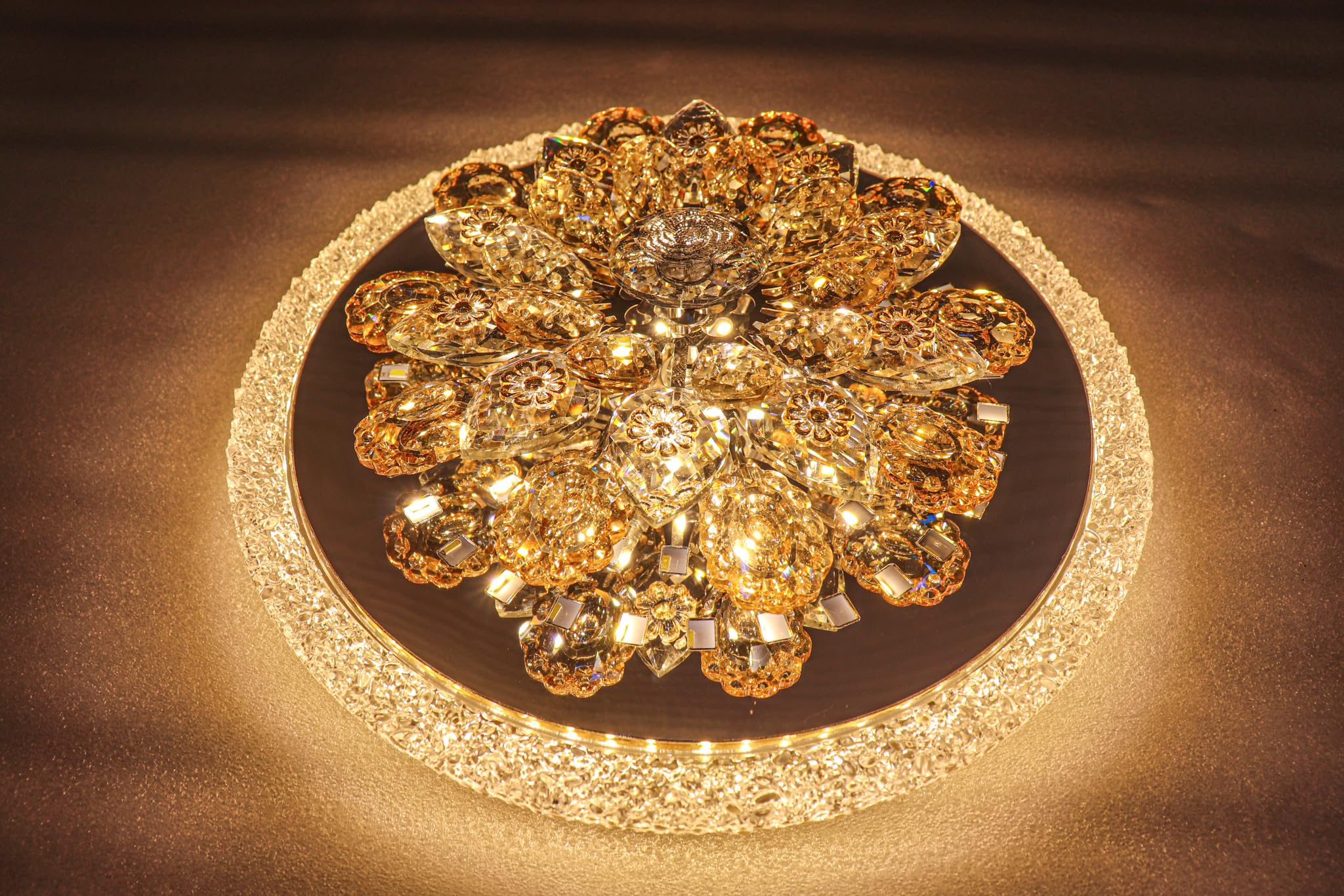 Elegant Rotating Crystal Flower Chandelier Light - Luxurious LED Lighting Fixture for Living Room, Dining & Bedroom - Energy Efficient, Easy Installation