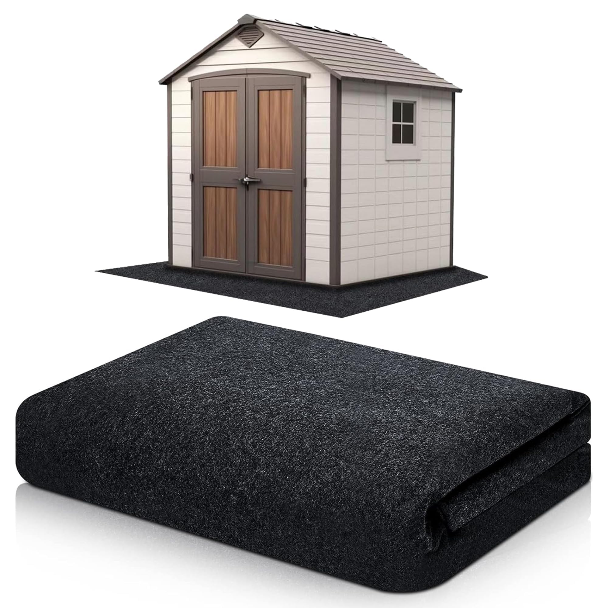 THE WHITE SHOP Outdoor Storage Shed Mat，Waterproof and Dustproof Outdoor Carport Mat—Backing Prevents Liquid Penetration，Soft Material, Patio Furniture Mat，Non-Slip Backing，Washable/2.44x1.8m
