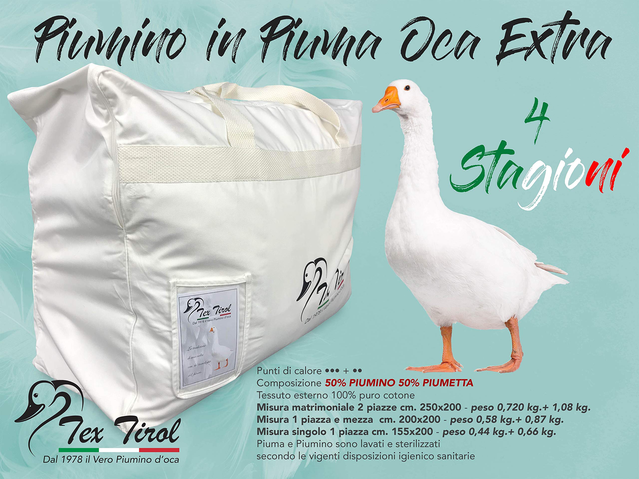 Duvet D'oie Du Trentin 4 Saisons, 2 Couettes Séparables, Doux