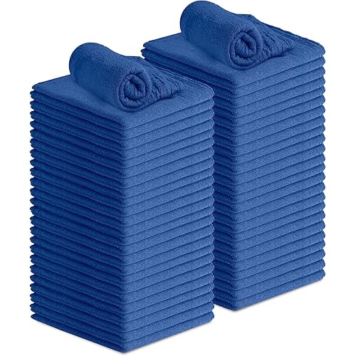 Avalon Towels Cotton Shop Rags – (Pack of 50) Size 12x14 Inches Cleaning Rags – Absorbent Shop Towels and Multipurpose Cleaning Towels for Automobiles, Industries, Garage and Homes (Blue)
