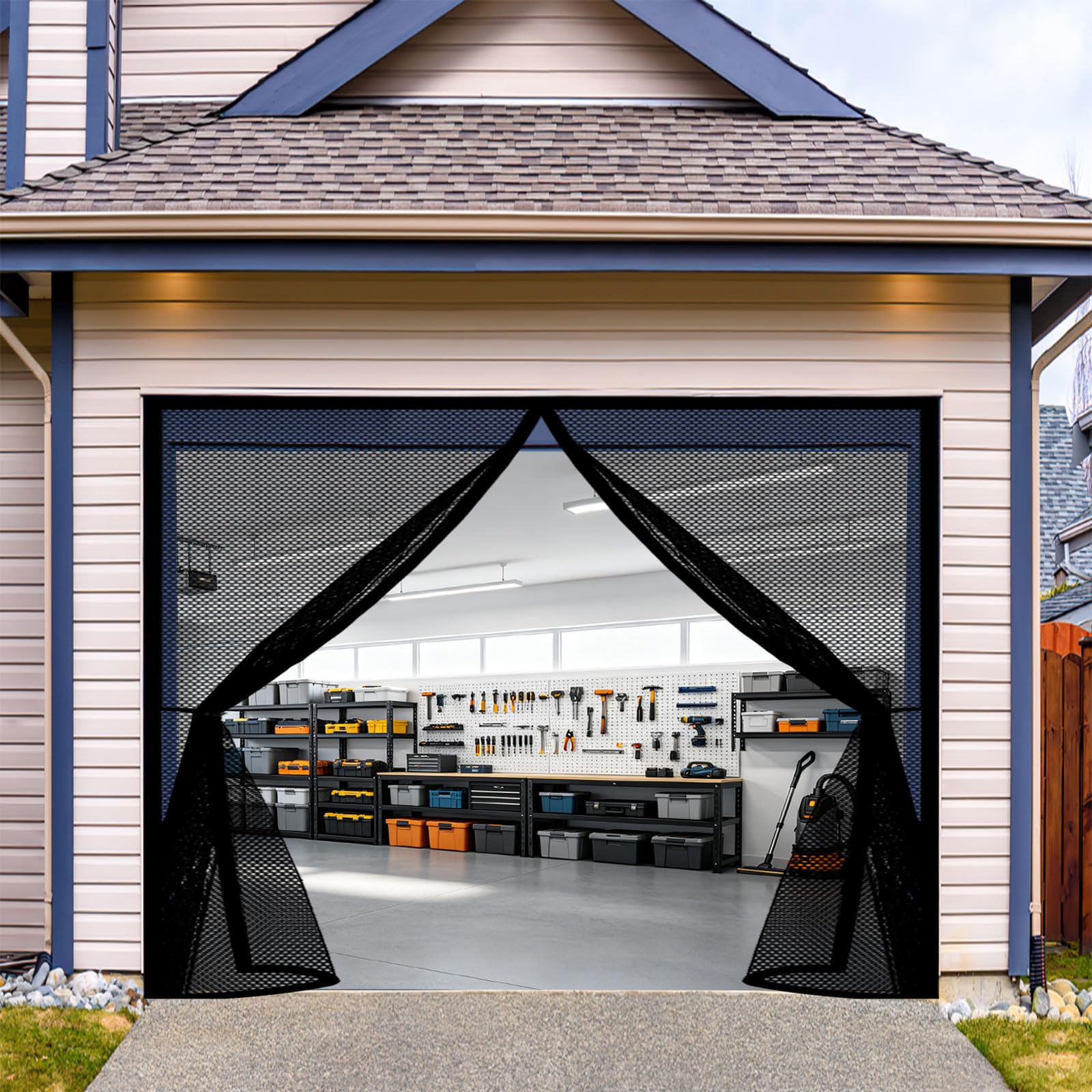 Guojun Black Magnetic Screen Door 122 X 230 Cm Heavy Duty Self-Sealing No Gap Anti Mosquito Insect Protection Door Hands Free No Drill Installation For Patio Bedroom Sliding Kitchen,