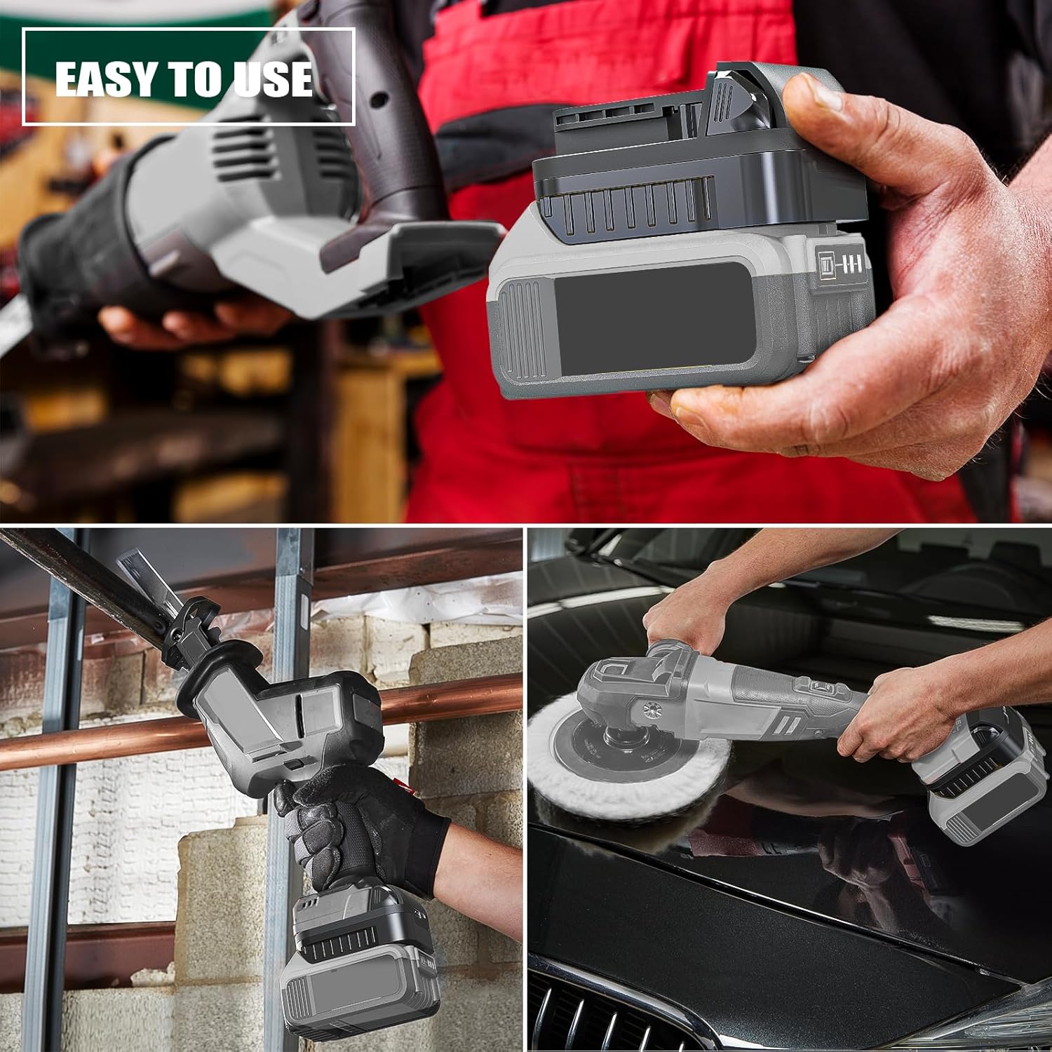 aikeec Battery Adapter Compatible with Dewalt to Compatible with Miwaulkee, USB/Type-C Charger Port,18V/20V Battery Converter with Cordless Power Tools Usage