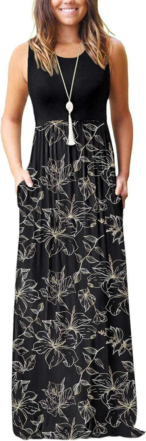 MOLERANI Women's Loose Plain Maxi Dresses Casual Long Dresses with Pockets