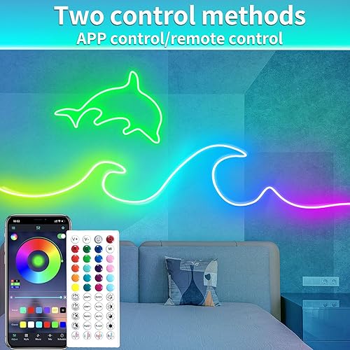 Miniatura 2 de Tira de luces LED de neón de 100 pies, sincronización de música, control remoto de 40 teclasaplicaciones, IP65, impermeable, flexible, luces de neón
