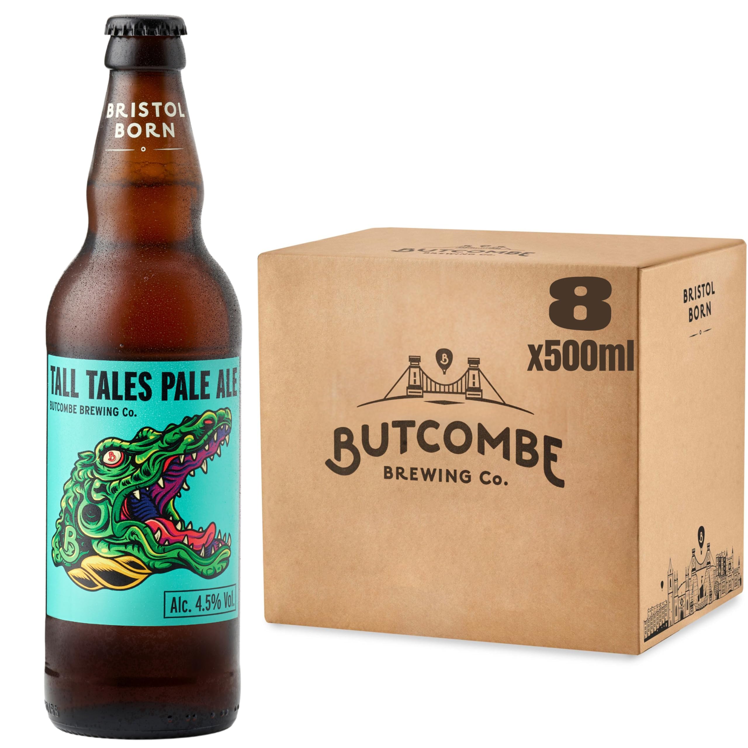 Butcombe Brewery, Tall Tales Pale Ale Beer Bottles, Vegan Friendly, Notes of Grapefruit, Pineapple and Lemon, 8 x 500ml