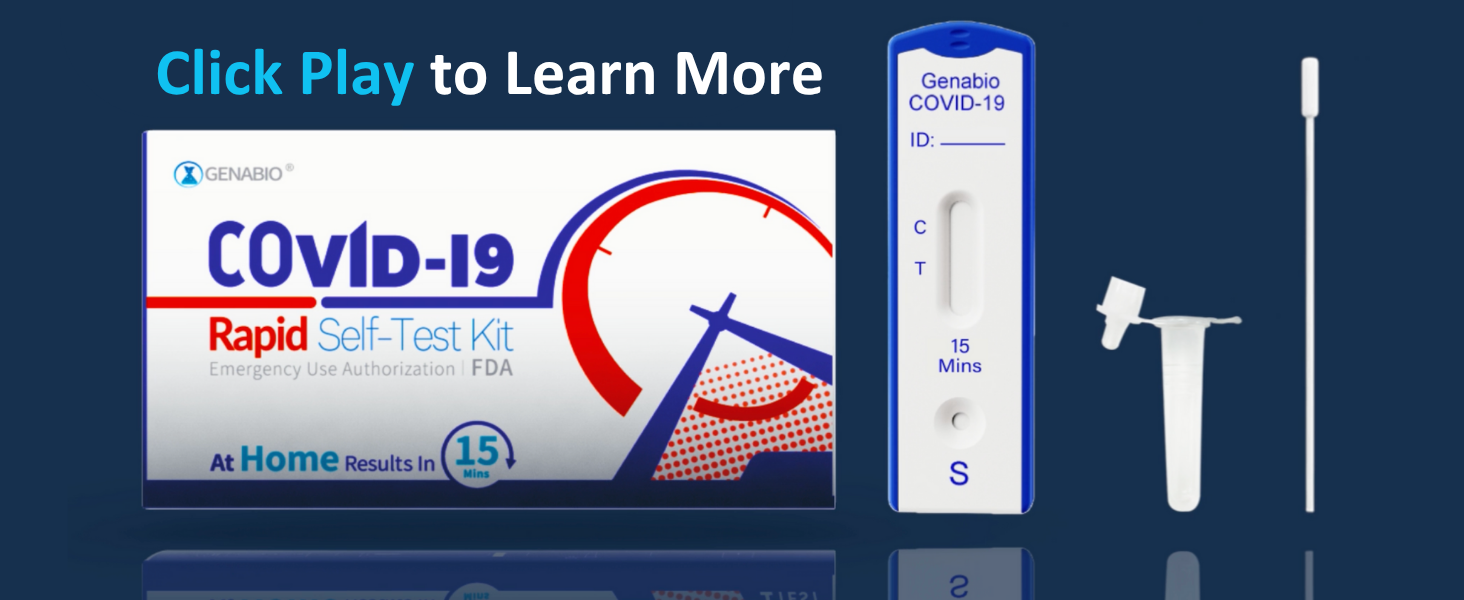 Genabio COVID-19 Antigen Rapid Self-Test Kit (2 Pack) – FDA EUA Authorized | 15-Minute At-Home Results | OTC Nasal Swab – Ages 2+ (1 Pack, 2 Tests)