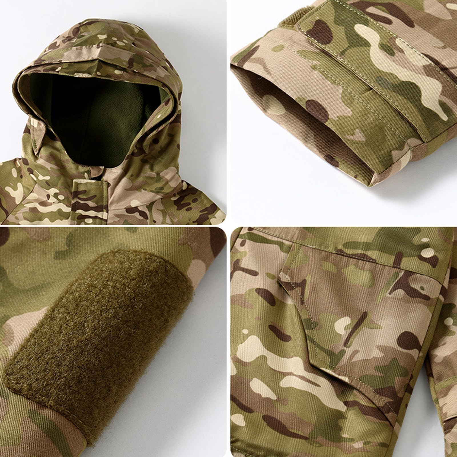 Dziecięca odzież taktyczna moro, kurtka i spodnie, z podszewką polarową, airsoft, wojskowy, kamuflaż, zima, walka, wędrówki, polowanie, kemping, dla chłopców i dziewcząt