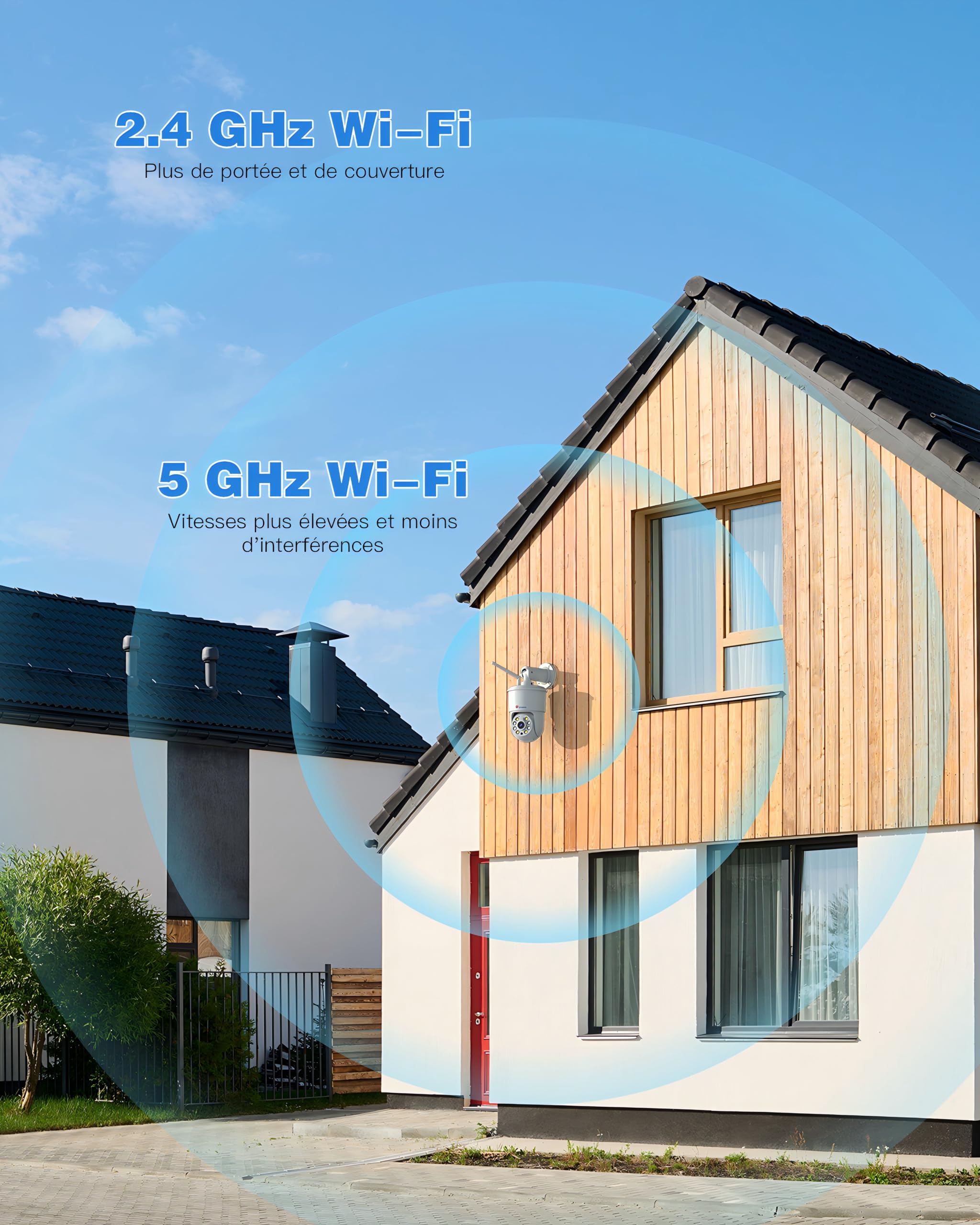Ctronics 4K Caméra Surveillance WiFi Extérieure, Suivi Automatique, 256GB SD/Cloud, NVR/FTP, 2.4/5Ghz WiFi, Détection Humaine/Véhicule/Animal, Vision Couleur, PC/Smartphone, 24/7【Tout-Métal】