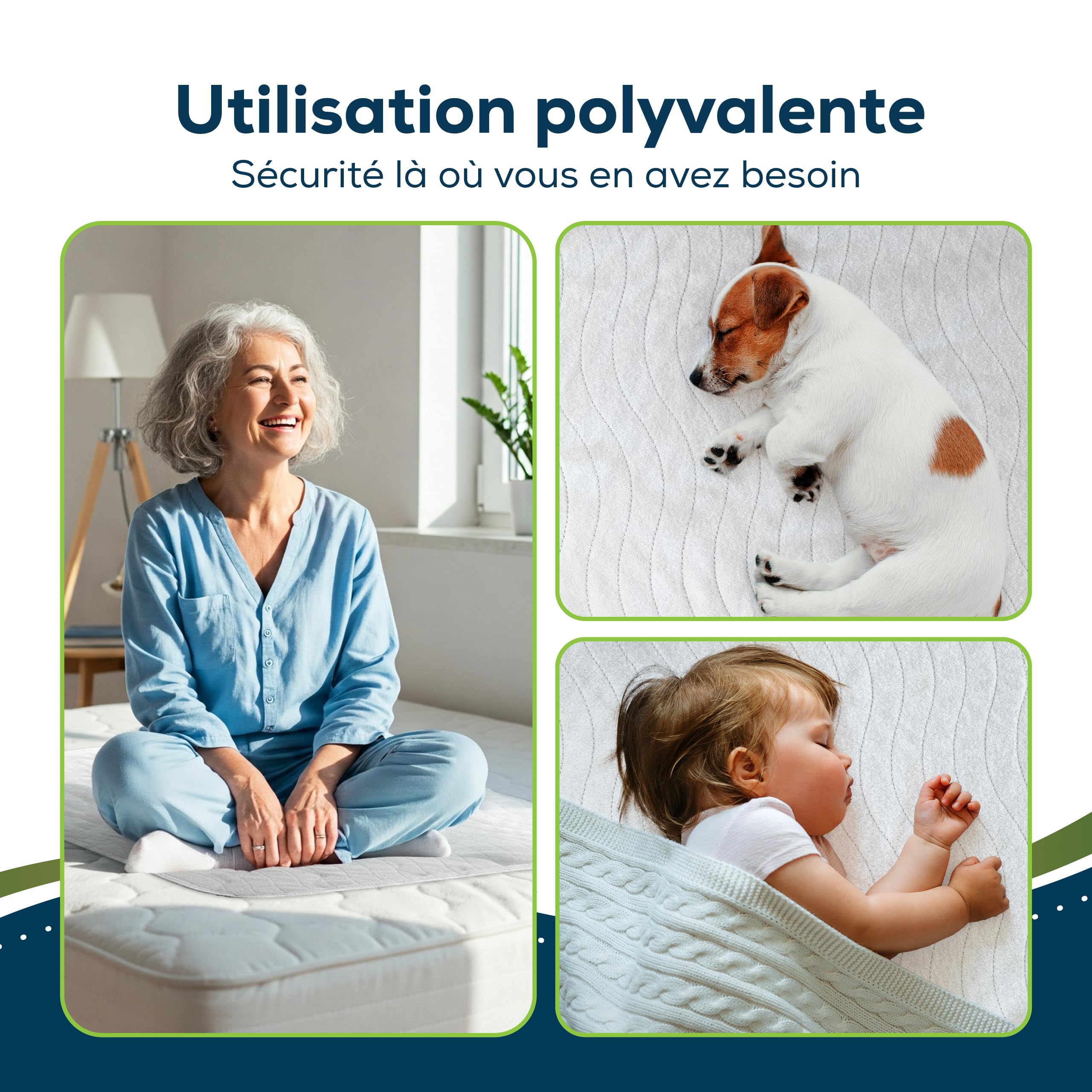 Sensalou Alèse Imperméable Lavable 75x90 cm – Lot de 2 Protège-Matelas Réutilisables Ultra Absorbants – Protection Incontinence Bébé, Adulte et Senior – Étanche 2400 ML/m² – Certifié Oeko-TEX