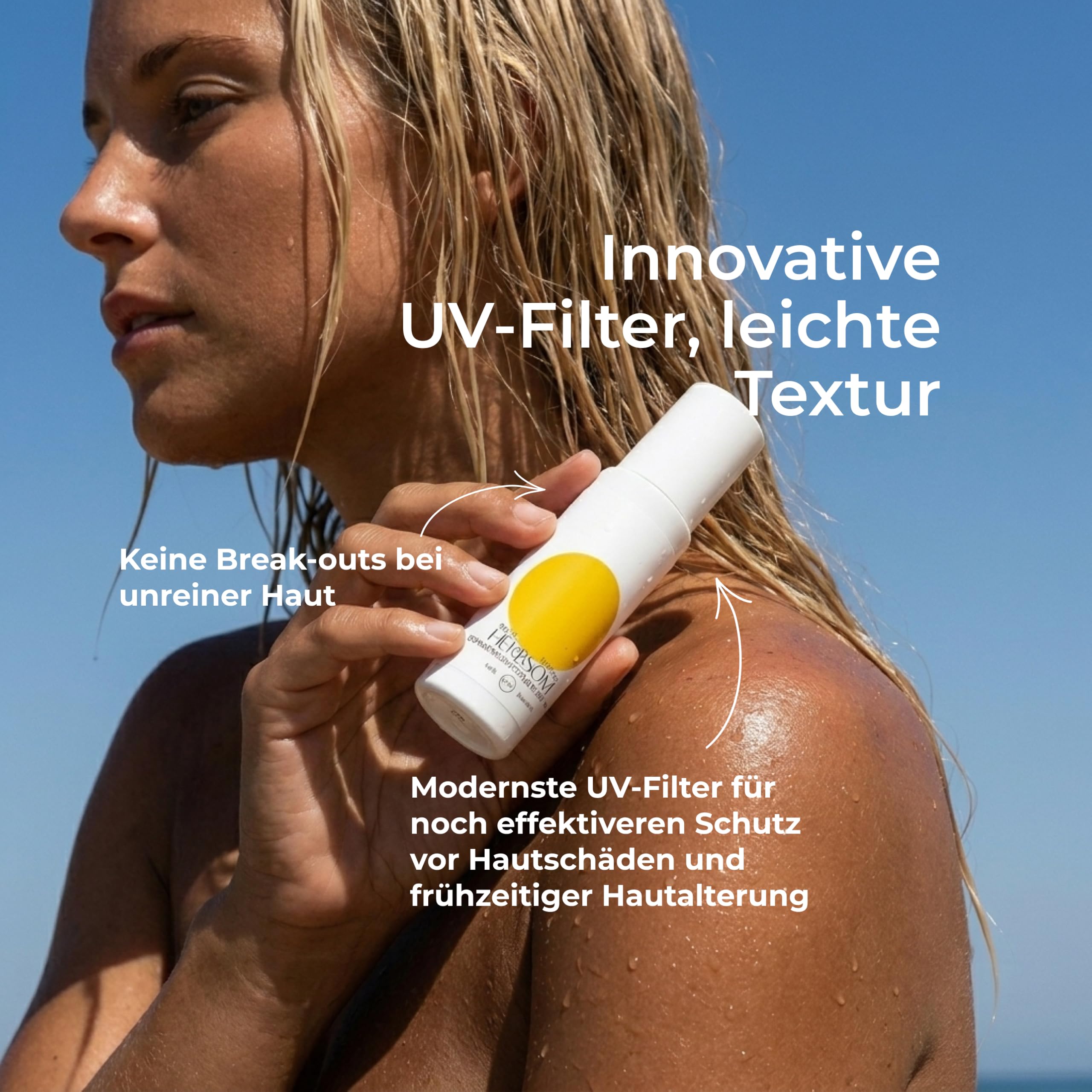 Sonnenschutzfluid SPF 50+, Ultraleichte Textur, UVA-, UVB- und Blaulichtschutz, mit Ceramiden, Hyaluronsäure, für tägliche Anwendung