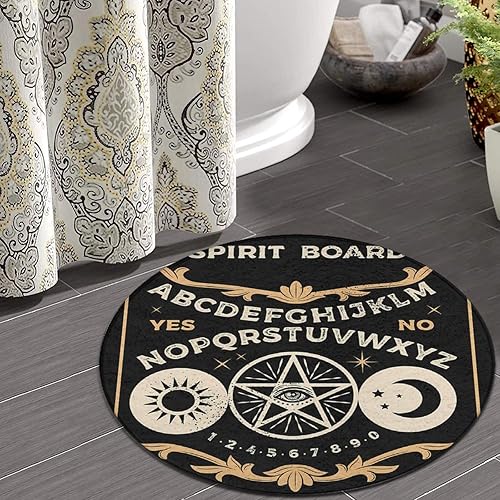 Miniatura 5 de Juego de tapete redondo de ocultismo con diseño de bruja y espíritu mágico para dormitorio, sala de estar, hogar, oficina, tapete de espuma