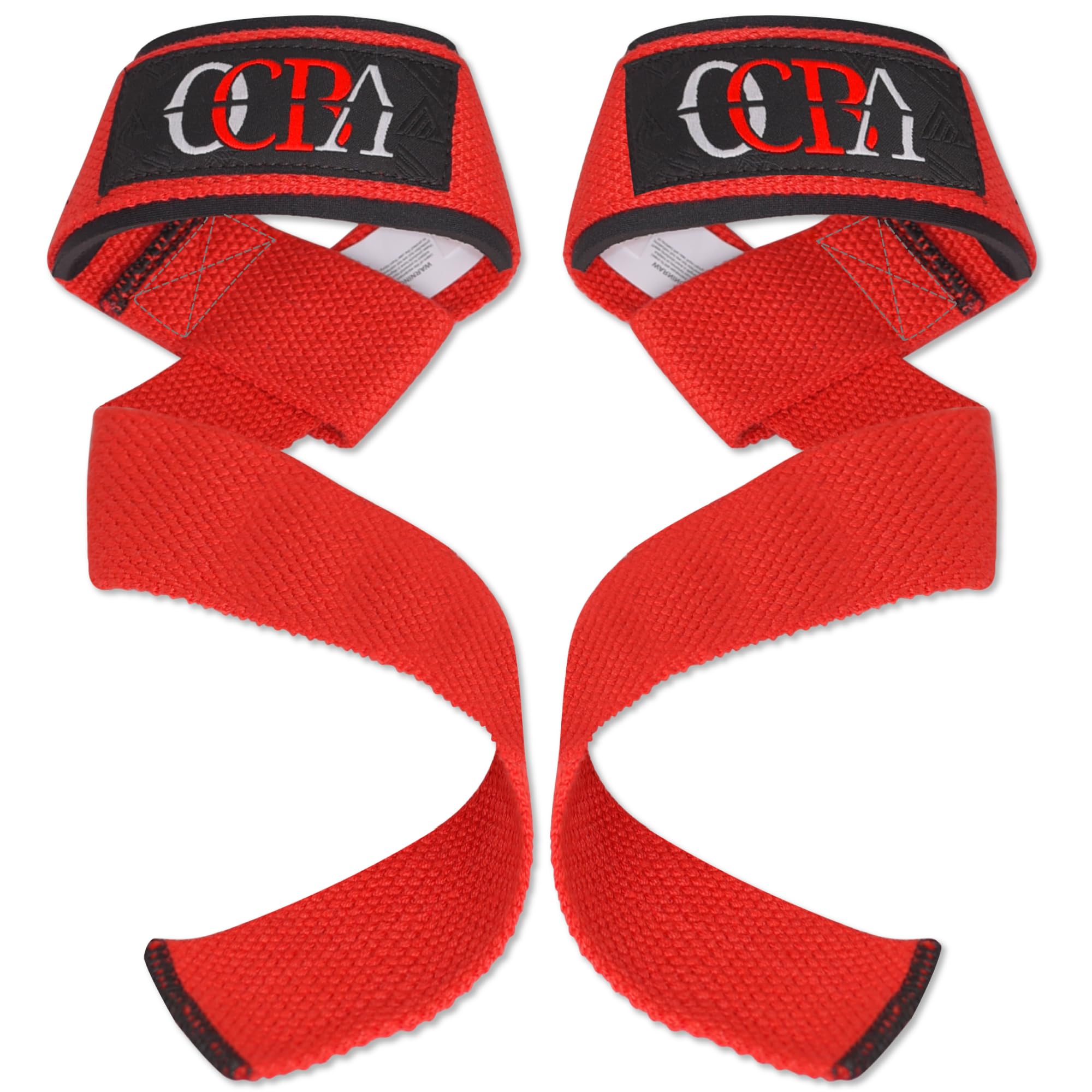 OCBA Wrist Straps Wraps for Weightlifting Heavy Duty Wrist Wraps Cotton Padded Gym Wrist Supports Bodybuilding Powerlifting Fitness Grips One Size Fits All with Thumb Support (Bright Red) โ image 1