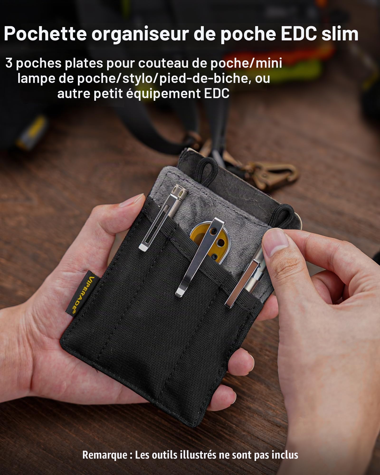 VIPERADE VE6/VE8 EDC Organisateur de Sac à Outils, Sac EDC, Organisateur de Sac avec Passant de Ceinture, Sac à Outils Multifonction en Nylon Petit, adapté pour Couteau de Poche, Stylo