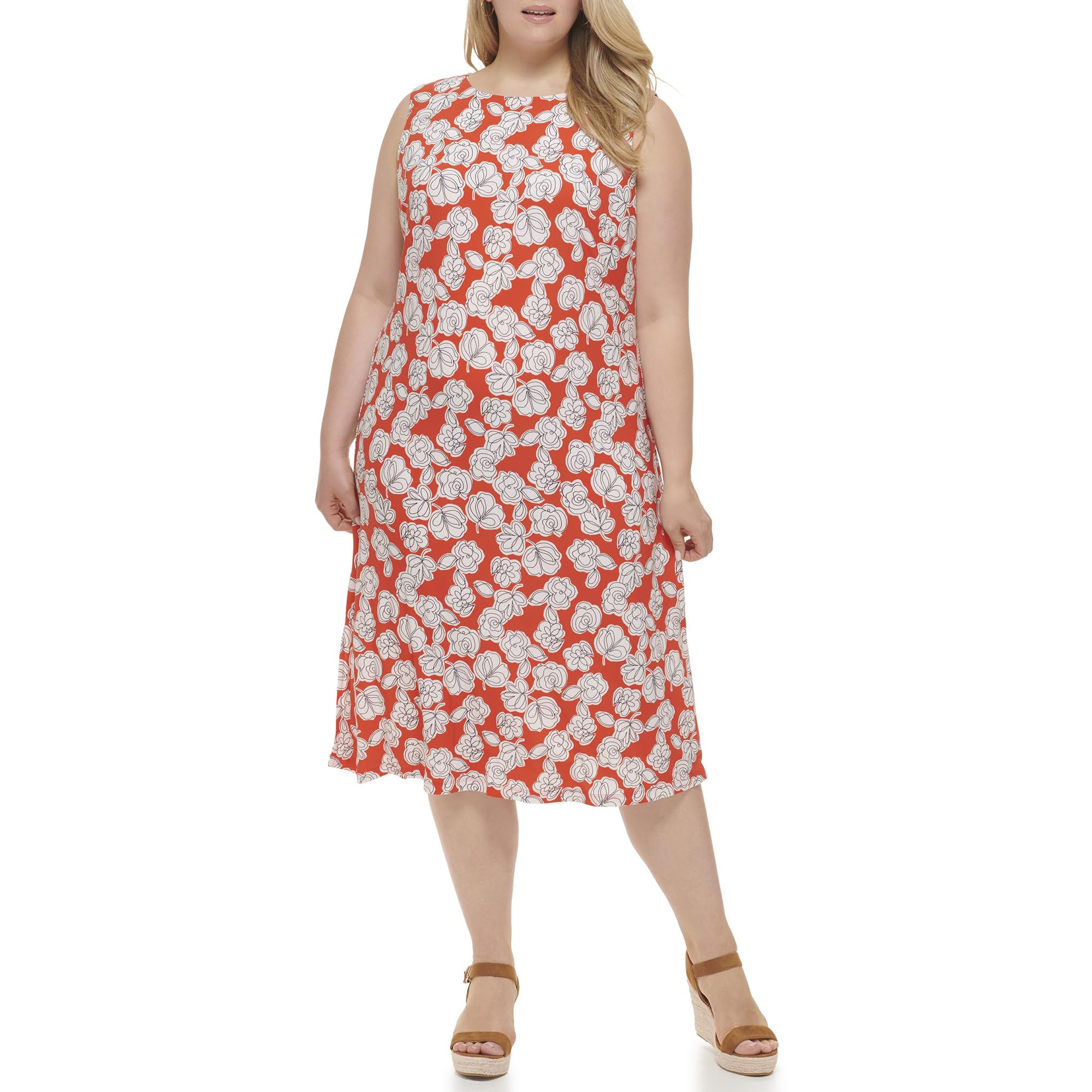 Tommy Hilfiger Women's Grenadine Multi Chiffon Midi Dress, 16