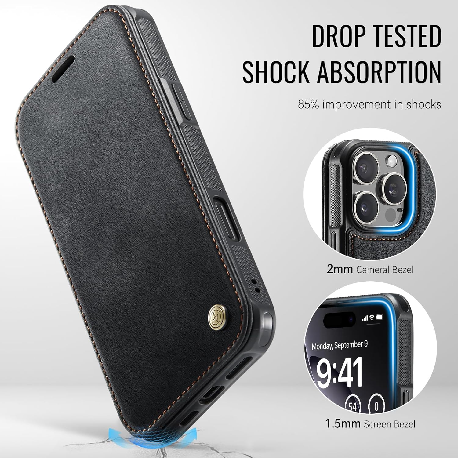 for iPhone 16 Pro Max Case Wallet Compatible with Magsafe, PU Leather Flip RFID Blocking Card Holder Stand Shockproof Magnetic Women Men Wallet Phone Case Cover for iPhone 16 Pro Max, Black