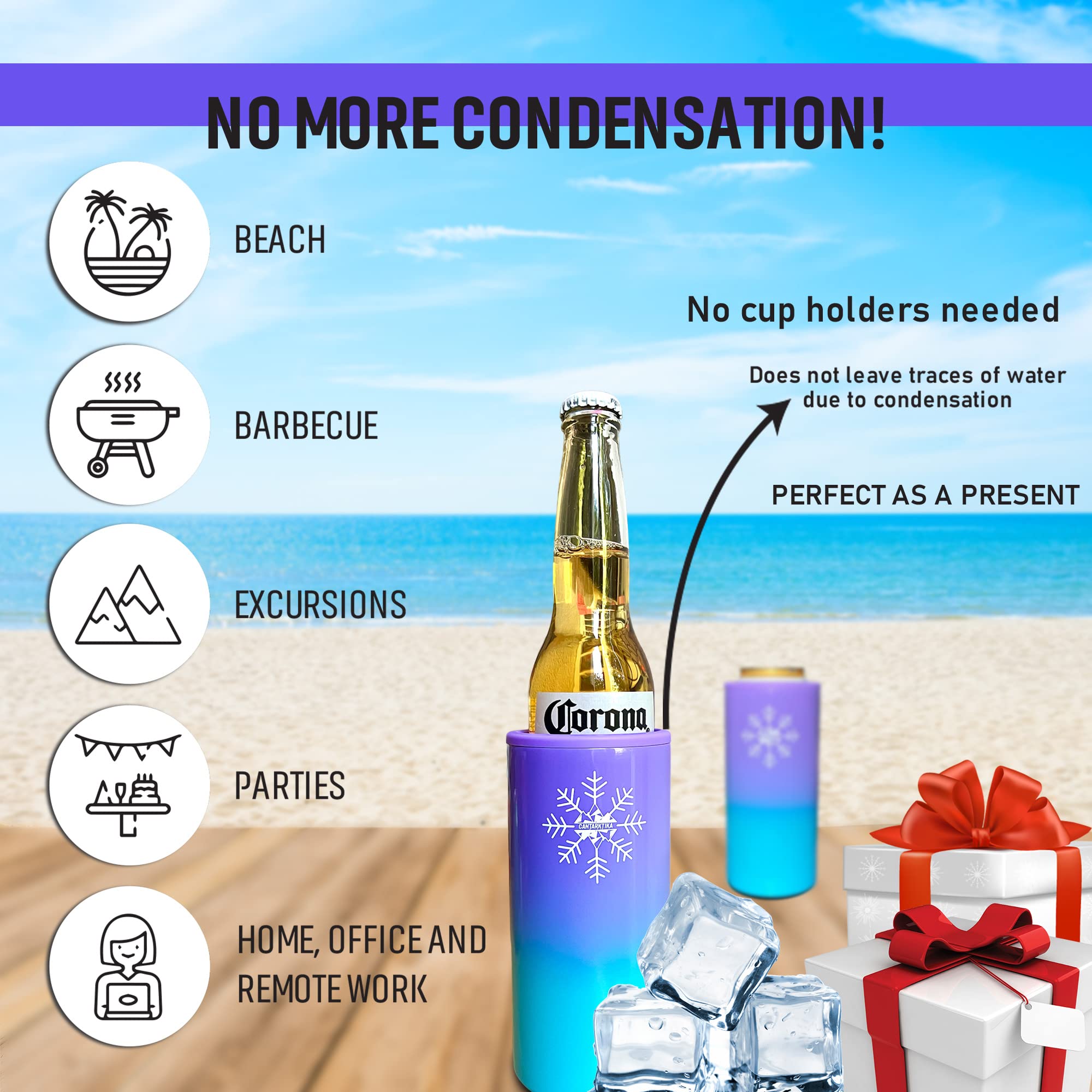 Enfriador Termo Funda para Botellas Latas y Botes de 330, 440 y 500 ml para Cerveza y Refrescos regalo original hombre mujer