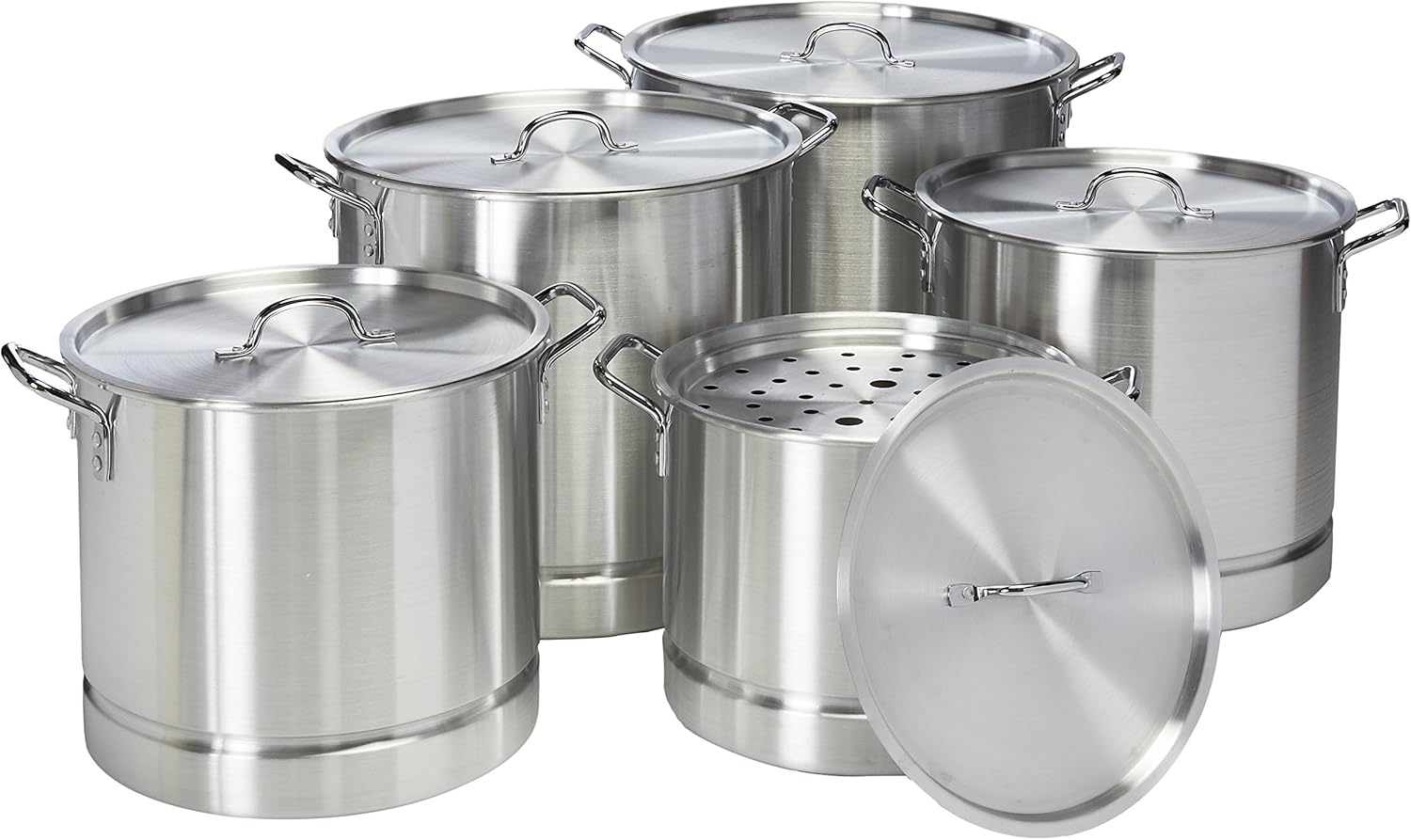 Uniware Heavy Gauge High Quality Aluminum Sauce Pot Set (10 Pcs Set (24 32 40 52 60 Qt))