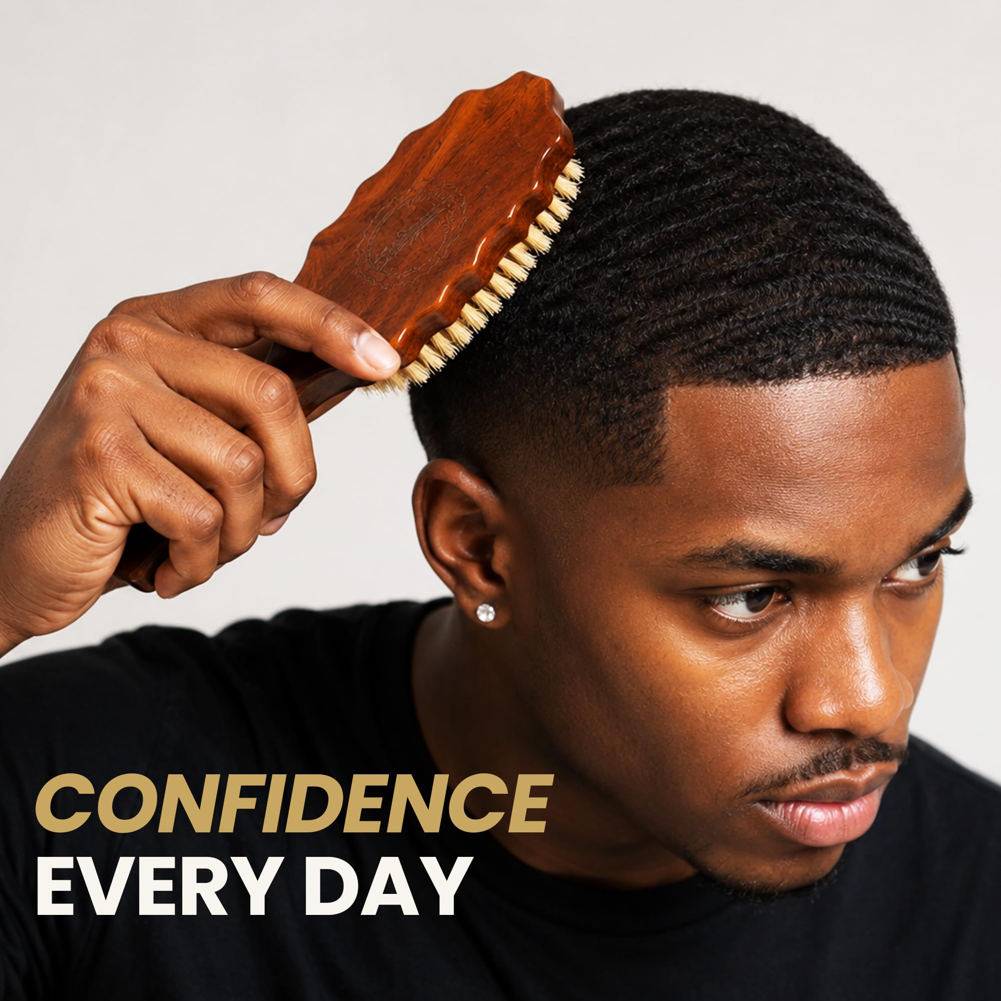 Kosher Cepillo de 2 ondas 100 % natural para plantas, duradero, cerdas fuertes, desenredantes para cabello rizado, grueso, áspero, ondulado y todo tipo de cabello, desenredante afro texturizado para