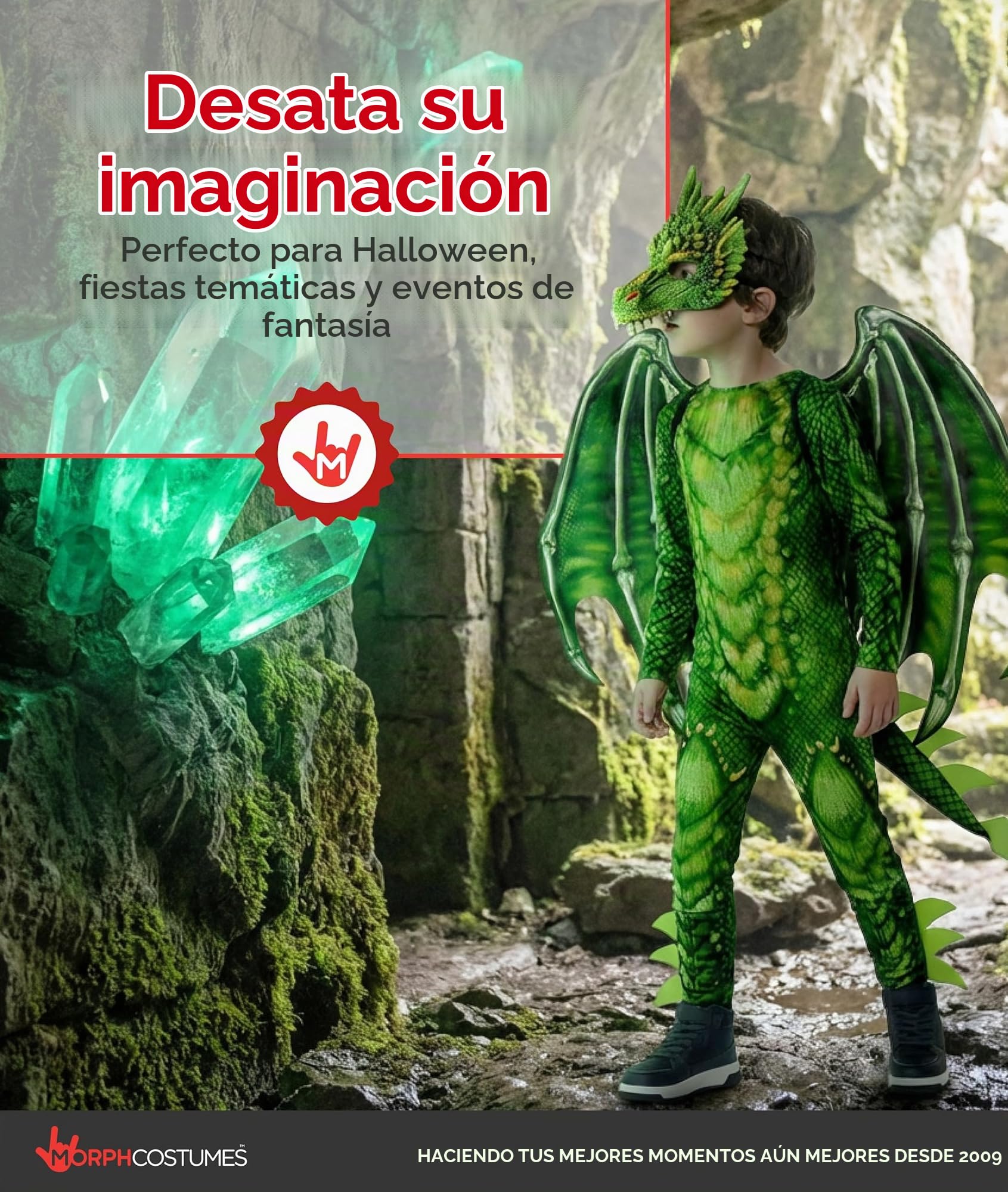 Morph Disfraz Dragón Niño y Niña, Máscara Dragón, Disfraces para Carnaval y Halloween