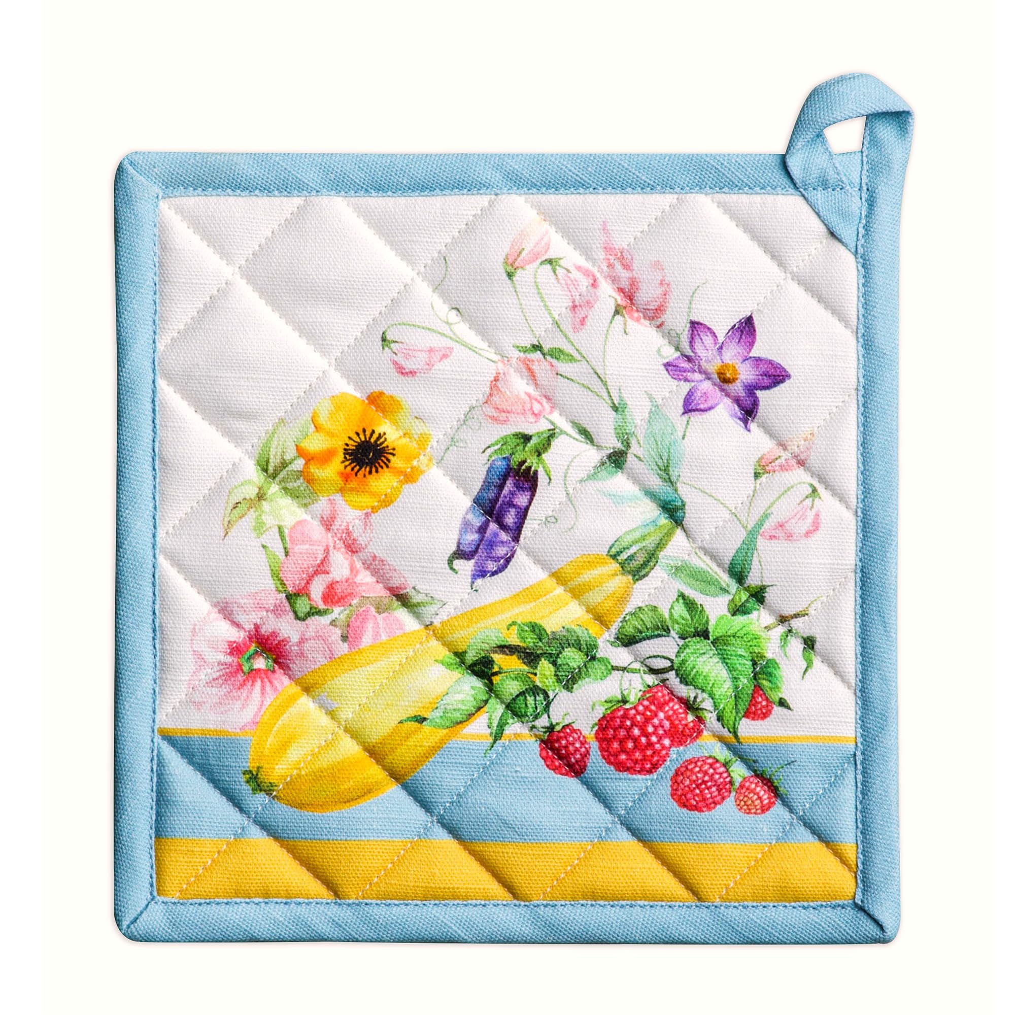 Maison d' Hermine Pot Holders 100% Cotton Heat Resistant Potholders 8" x 8" Hot Pads with Loop BBQ Cooking Baking Gifts for Mothers Day Handling Hot