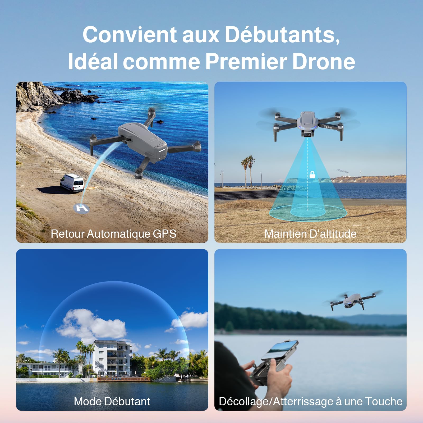 Ameta S50 Lite Drone avec Camera 4K et GPS Retour Automatique