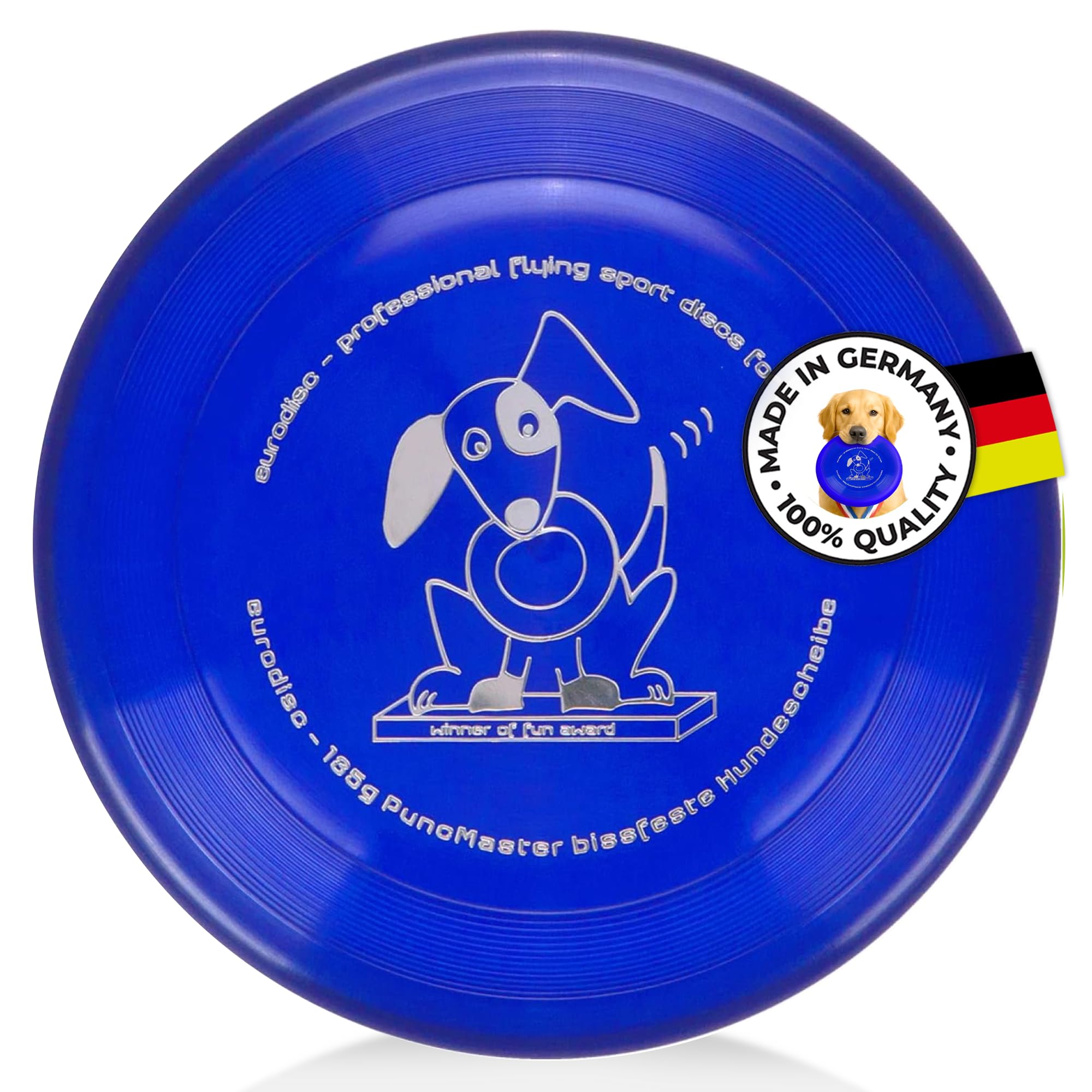 eurodisc 135g Discdogging bissstarke Hunde Frisbee PuncMaster Fun Award BLAU