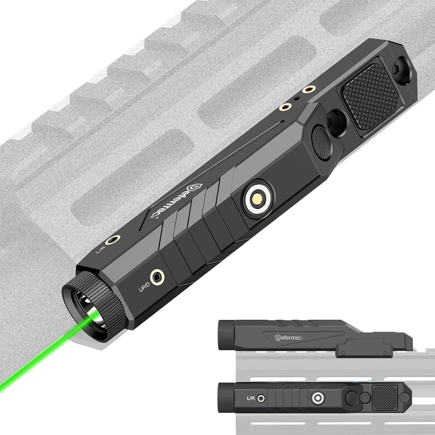 DEFENTAC 1600 Lumens Inexperienced Laser Gentle Combo is Appropriate with MLok/Picatinny Rail for Rifle, Weapon Gentle with Momentary and Strobe, Rechargeable