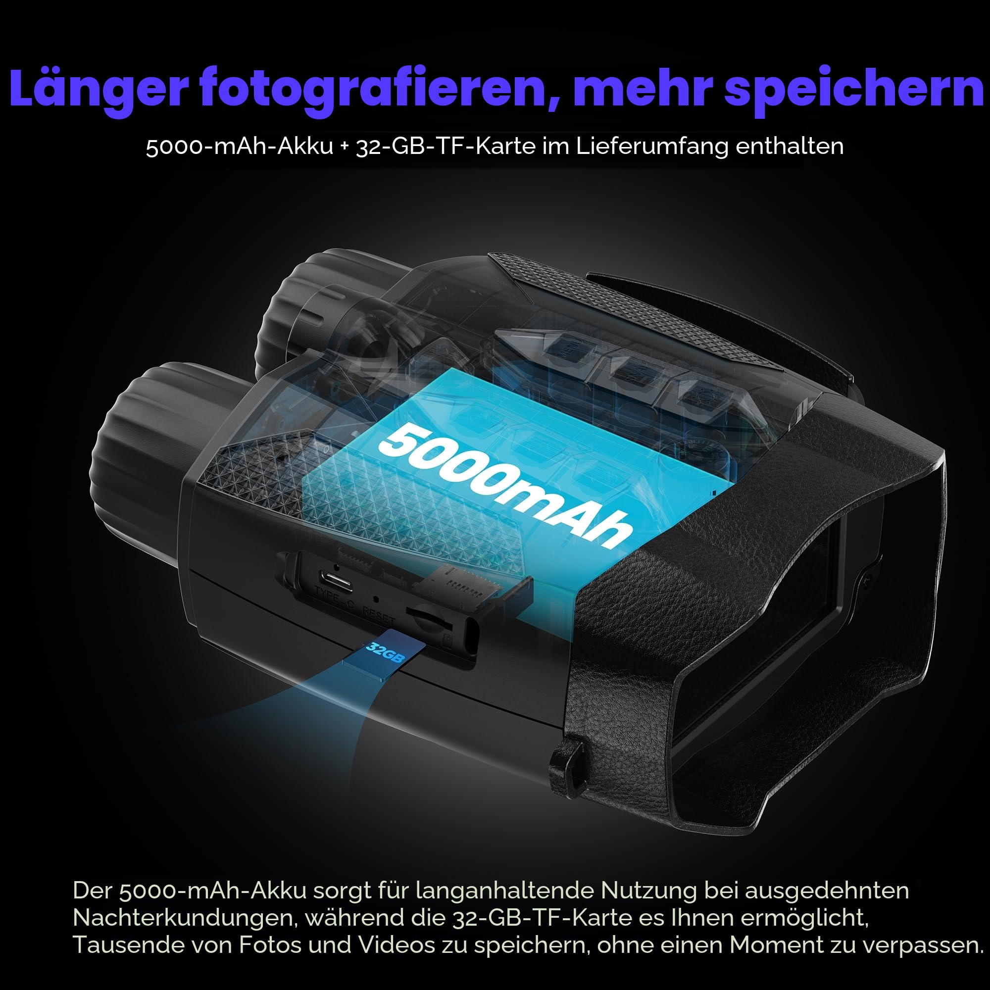 Nachtsichtgerät 4K Infrarot Kamera 10X Digitalzoom Wiederaufladbare Fernglas mit Nachtsicht
