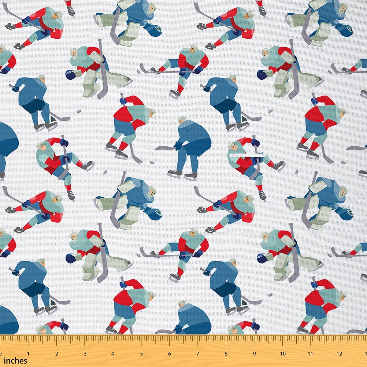 Ice Hockey Fabric by The Yard Ice Sports Games Upholstery Fabric for Chairs Hockey Player Winter Sports Waterproof Outdoor Fabric 1 Yard (L92*W150cm)