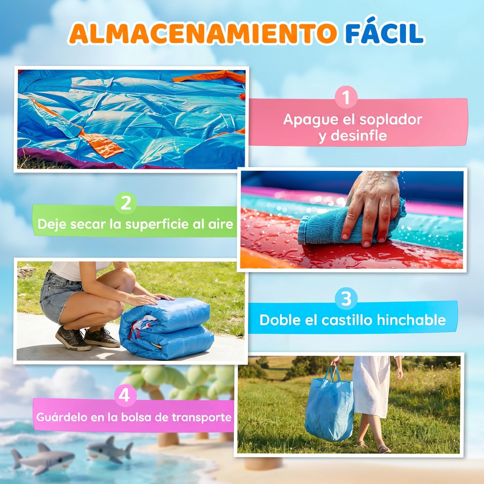 Outsunny Castillo Hinchable para Niños Castillo Inflable Infantil con Tobogán Cama de Salto Piscina Muro de Escalada Inflador y Bolsa de Transporte 390x300x197 cm Multicolor