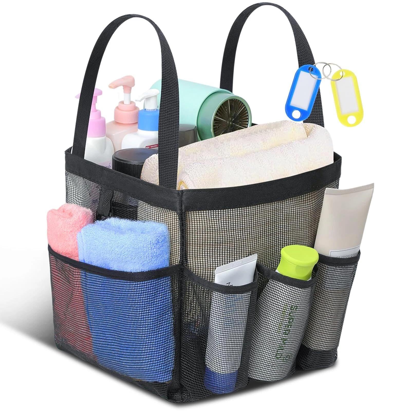 FIXED UP FINDS for Large Mesh Shower Caddy Tote Portable Quick Dry with 8 Pockets for Travel
