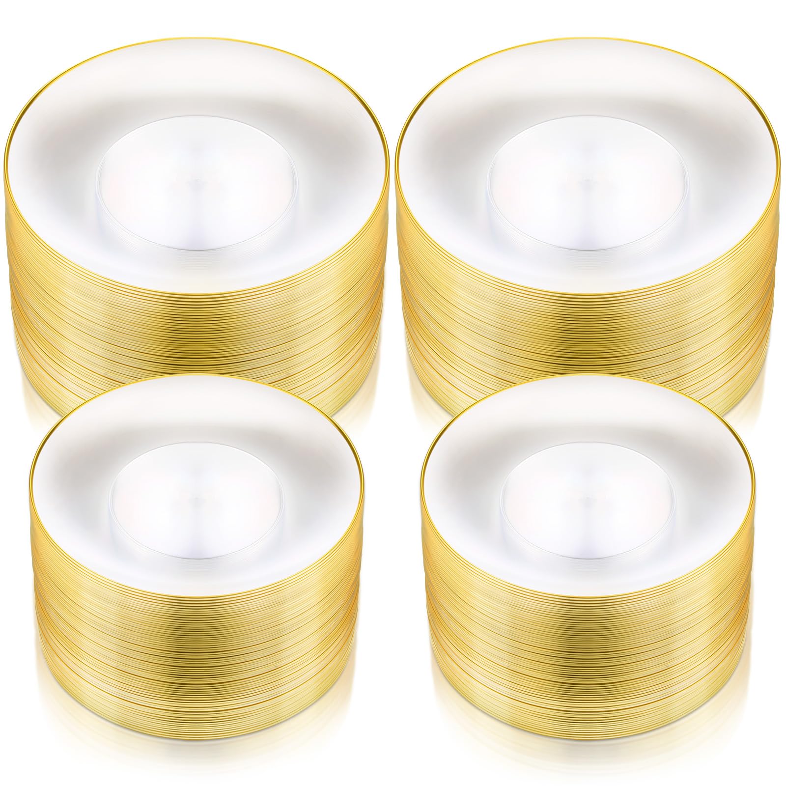 Zhehao 120 Pcs Clear Gold Plastic Plates Gold Disposable Plates with Gold Trim Include 60 Party Plates 10.25 Inches 60 Dessert Plates 7.5 Inch Disposable Dinnerware Set for Dinner Birthday Wedding