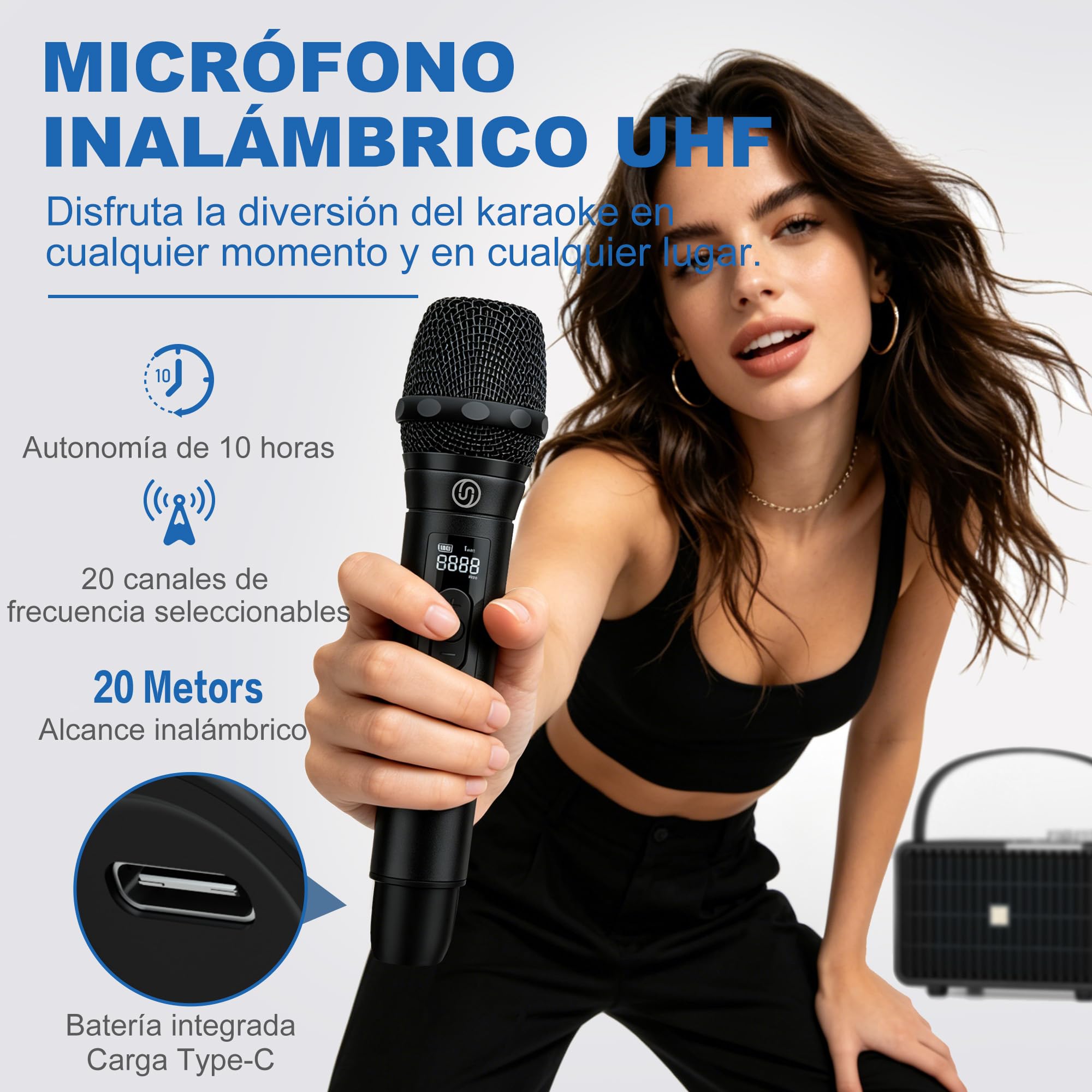 SUPNIU Altavoz Bluetooth portátil 240W Máxima Altavoz inalámbrico (Negro)