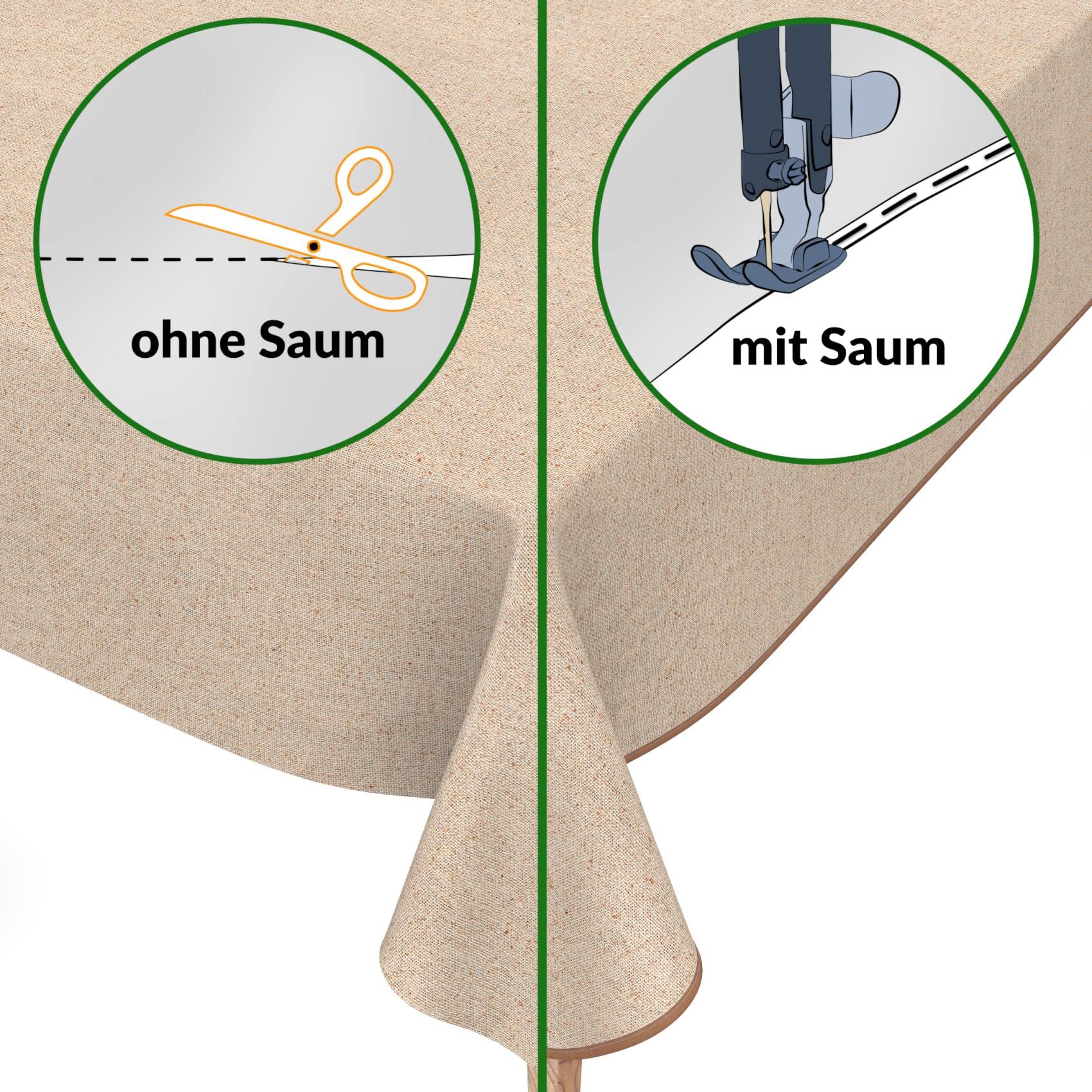 ANRO Wachstuchtischdecke Textil Tischdecke Wachstuch abwaschbar Leinenoptik Beige Uni Nachhaltig Oval Wachstischdecke wasserabweisend Gartentischdecke Meterware pflegeleicht Lotuseffekt 180x140cm