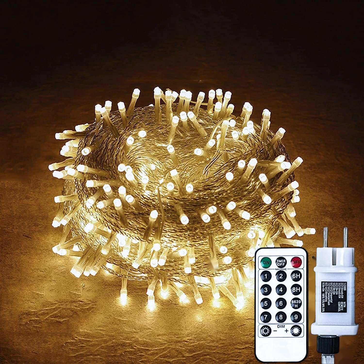 Gresonic 40m 400er Led Lichterkette Strombetrieben mit Stecker Außen und Innen für Hochzeit Weihnachten Party Warmweiß (Warmweiss 8modi Dimmbar, 400LED)