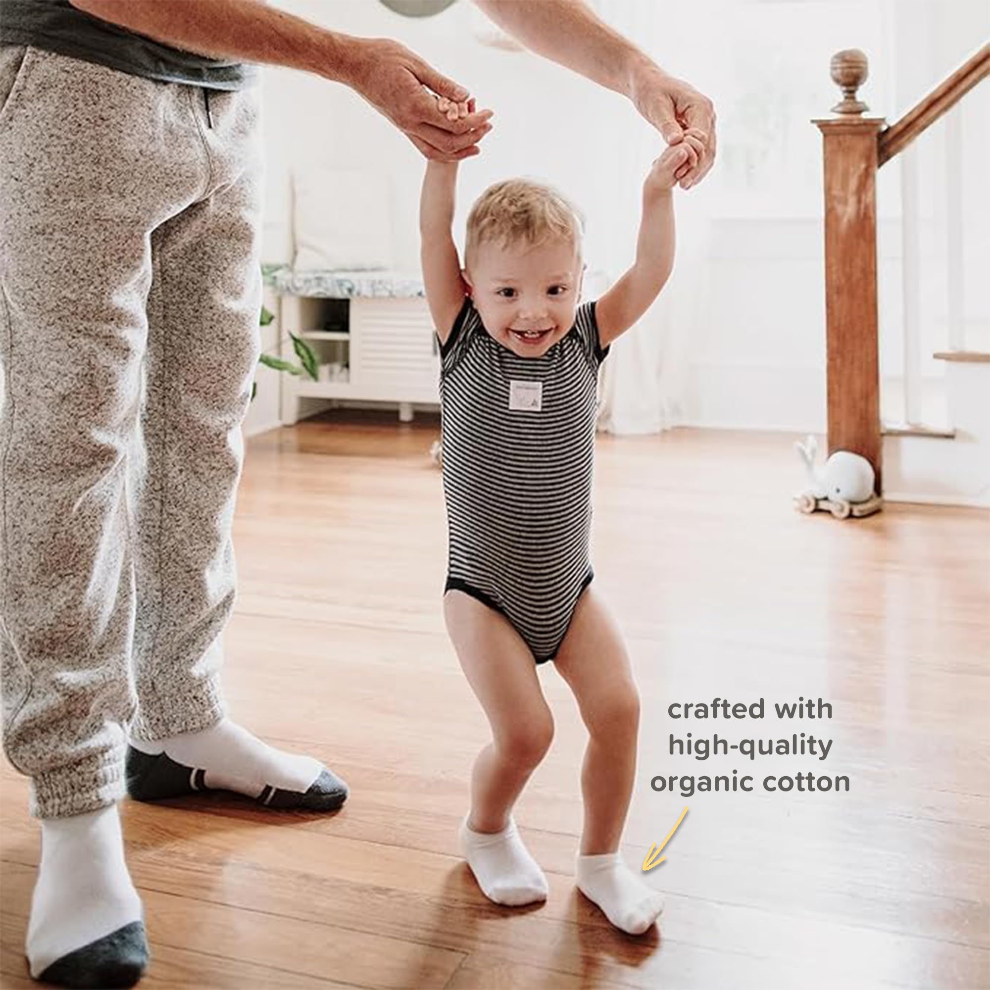 Burt's Bees Baby Unisex Baby Socks Ankle or Crew Height Made with Soft Organic Cotton, 6 Packs with Non-Slip Grips for Babies