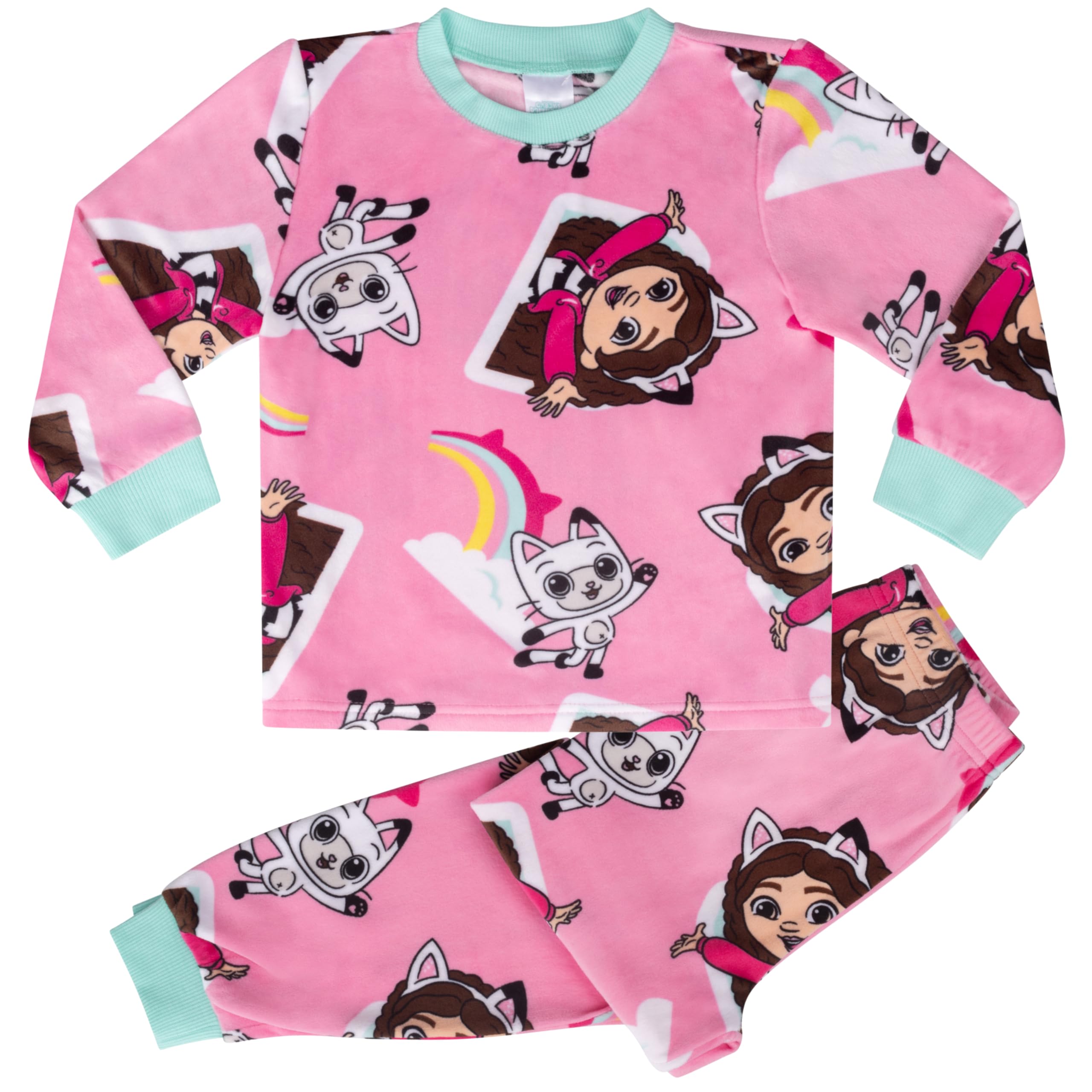 Gabby's Dollhouse Super Soft Fleece Long Sleeved Pyjama Set, Gabby, 7-8 Years: 128cm, Pink