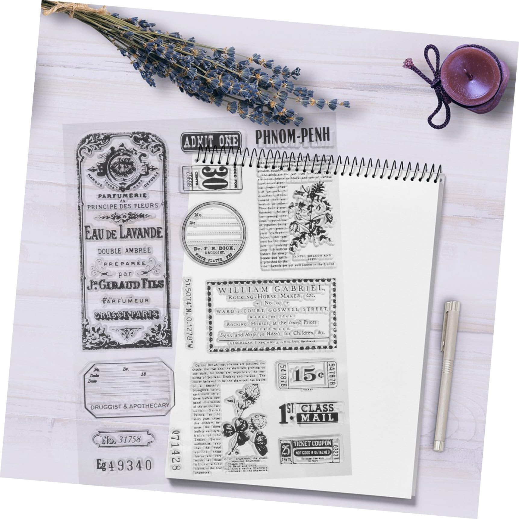 Operitacx 5 Set Scrapbooking d'Epoca Tamponi di Inchiostro Piattaforma di Stampaggio Francobolli di Prima Classe Timbro Adesivo Affrancatura Timbratura Timbro in Silicone Trasparente Black
